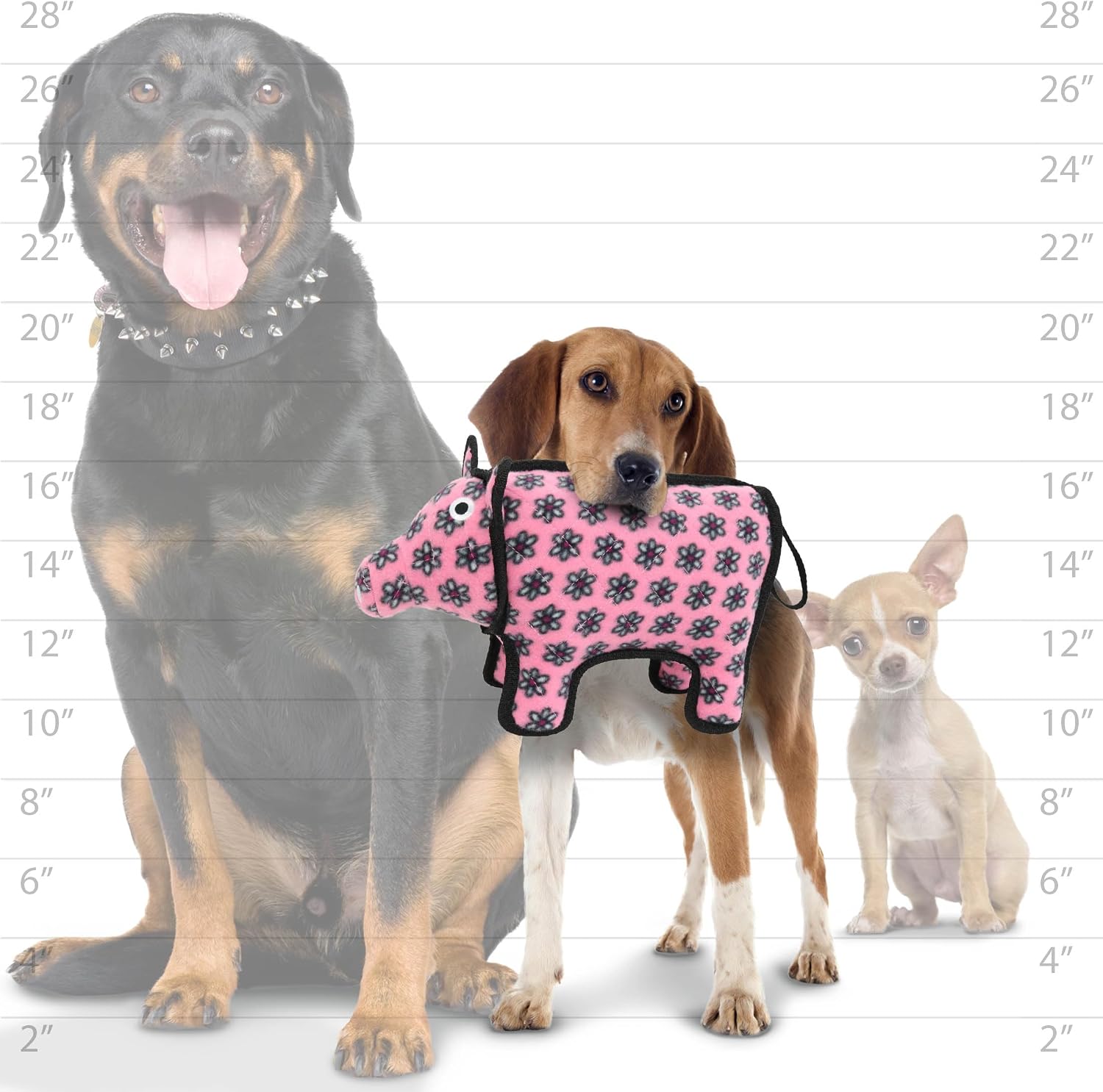 TUFFY® : Cow Dog Toy: Ultra Durable Plush Toy with Multiple Layers & Reinforced Seams, Washable and Floats, Original Construction
