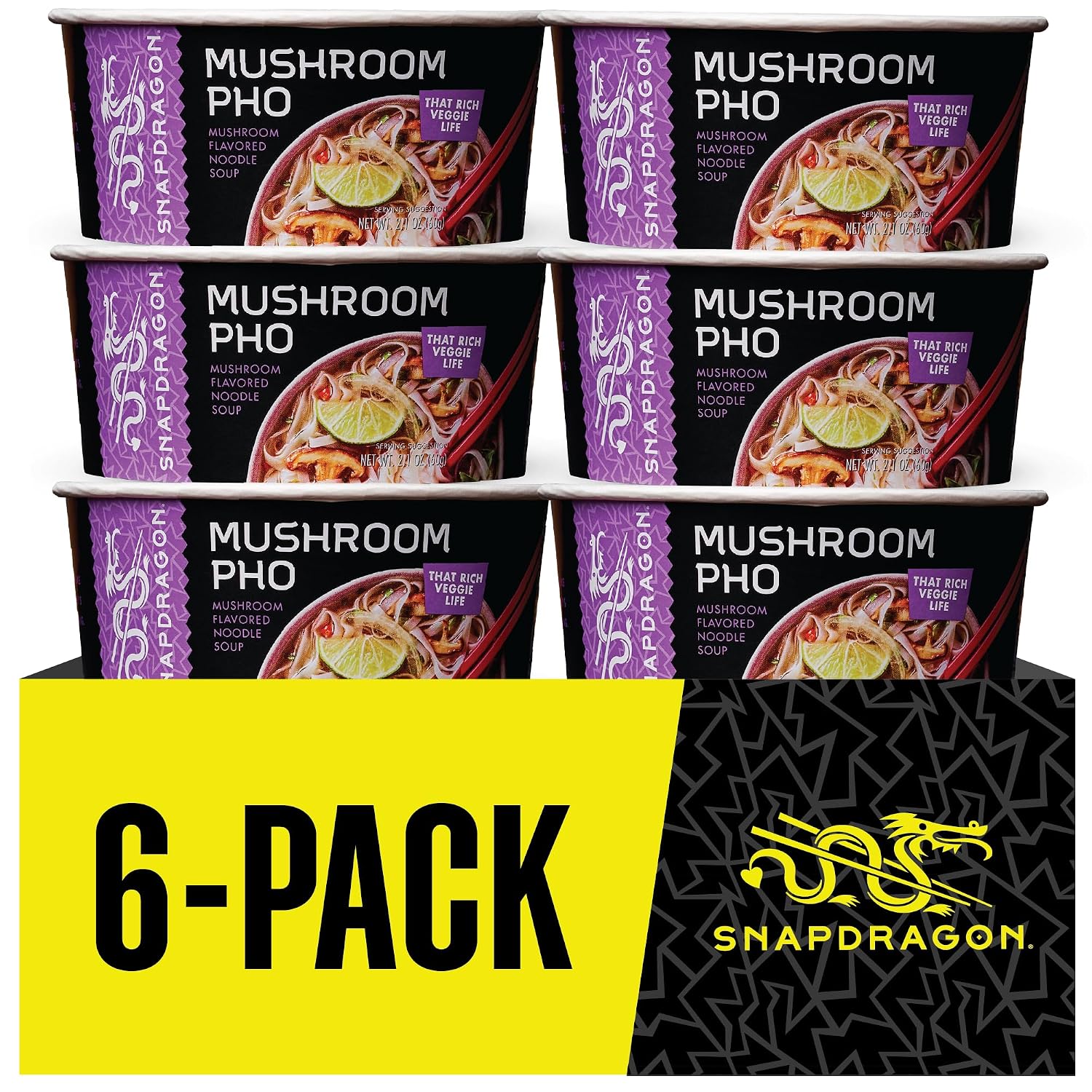 Snapdragon Laksa Curry Instant Noodle Bowls | Coconut Curry Flavor with Rice Noodles | Gluten-Free | No MSG Added | 2.1 oz (6 Pack)