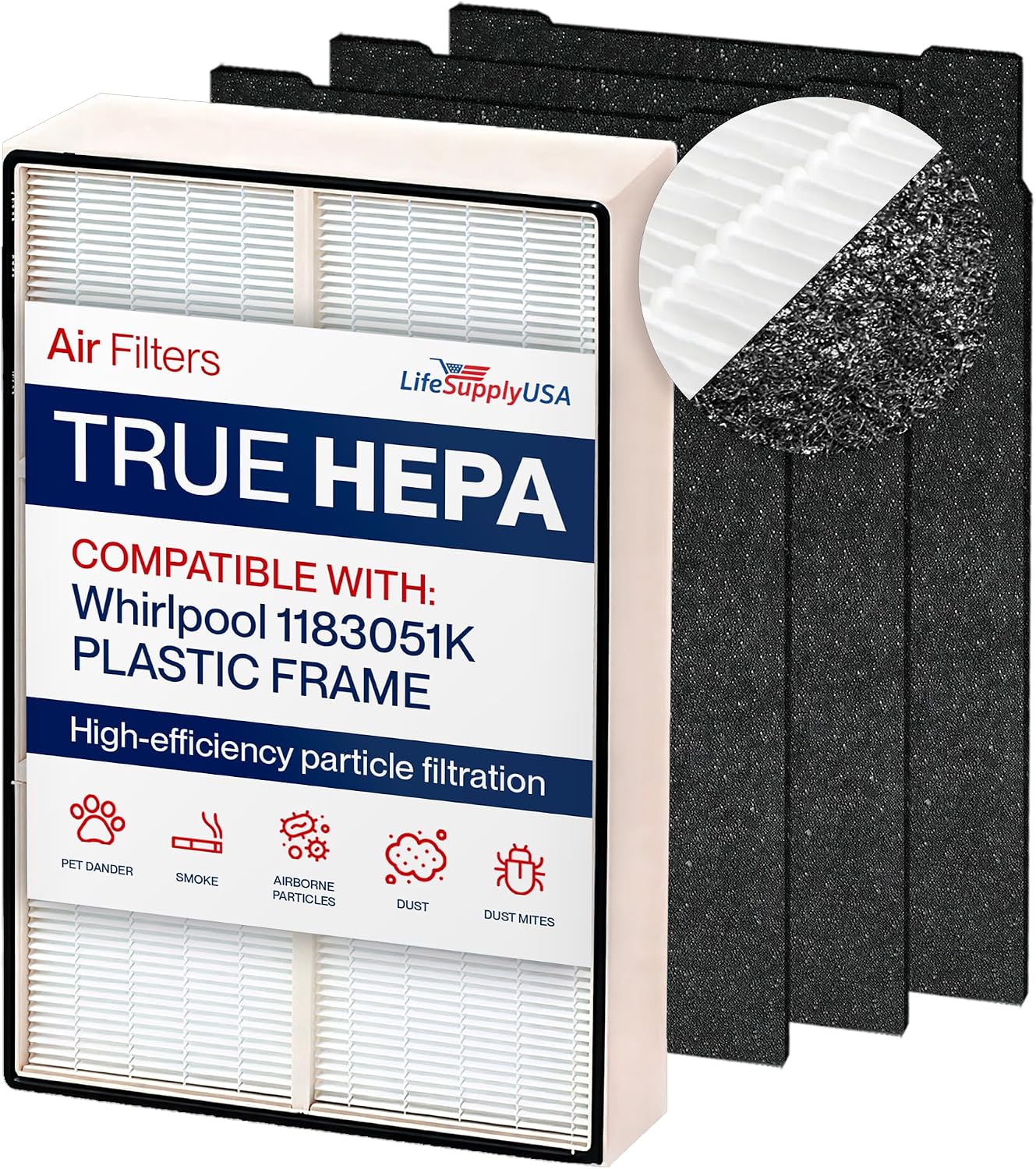 True HEPA Filter Replacement Compatible Whirlpool Whispure Air Purifier AP150 AP250 Sears Kenmore 83353, 83374 83234 SMALL by LifeSupplyUSA