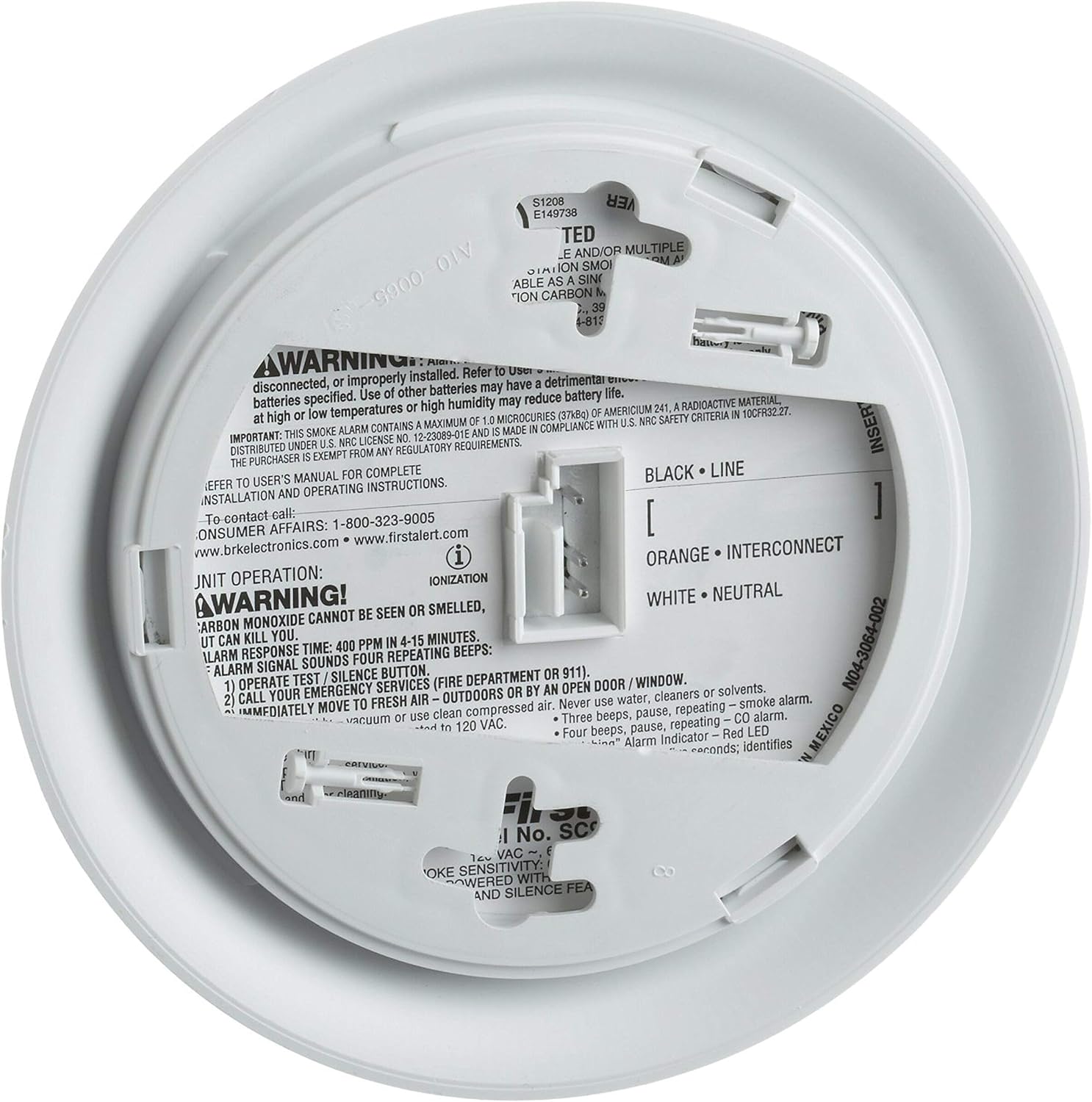 FIRST ALERT BRK SC9120B Hardwired Smoke and Carbon Monoxide (CO) Detector with Battery Backup, 1 Pack, White