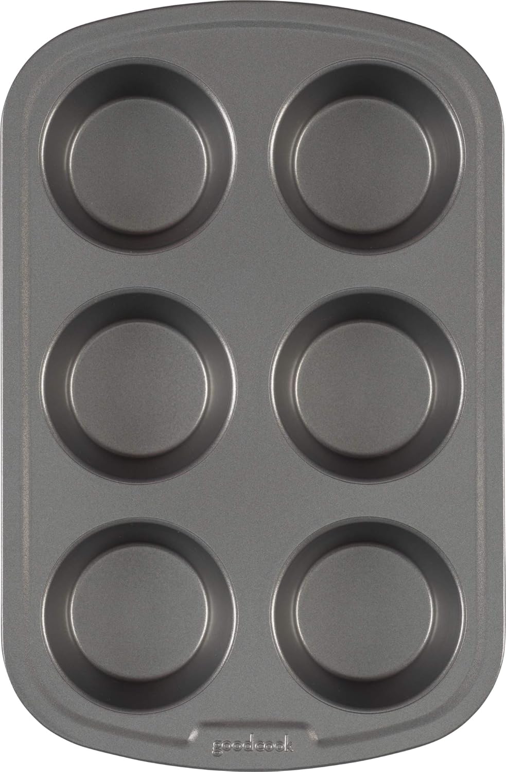 GoodCook Everyday Muffin Pan Nonstick Warp-Resistant Carbon Steel Construction, 6-Cup, Gray