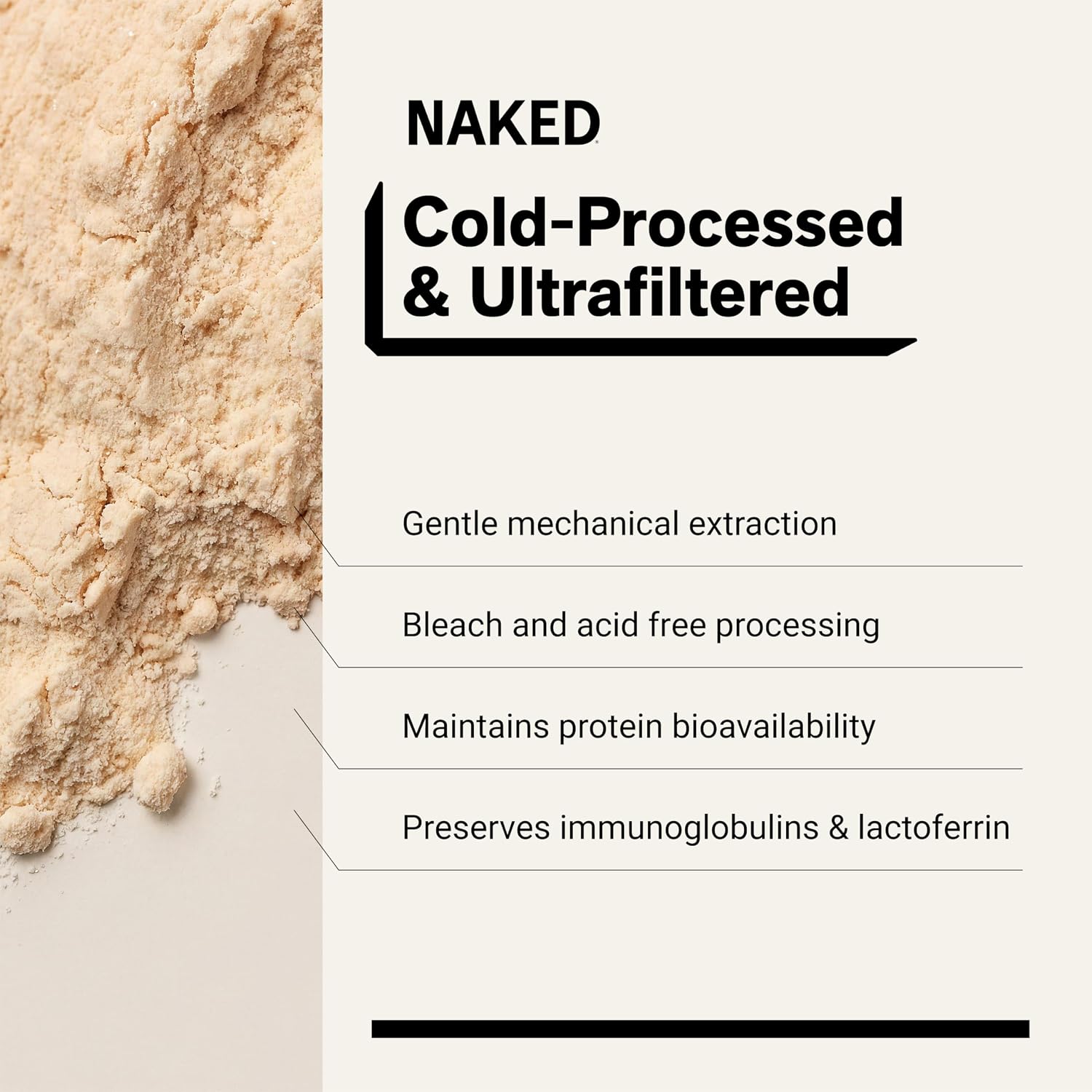 NAKED Whey 5LB 100% Grass Fed Unflavored Whey Protein Powder - Only 1 Ingredient, NSF Certified, Undenatured, Gluten Free, Soy Free, Promote Muscle Growth and Recovery - 76 Servings