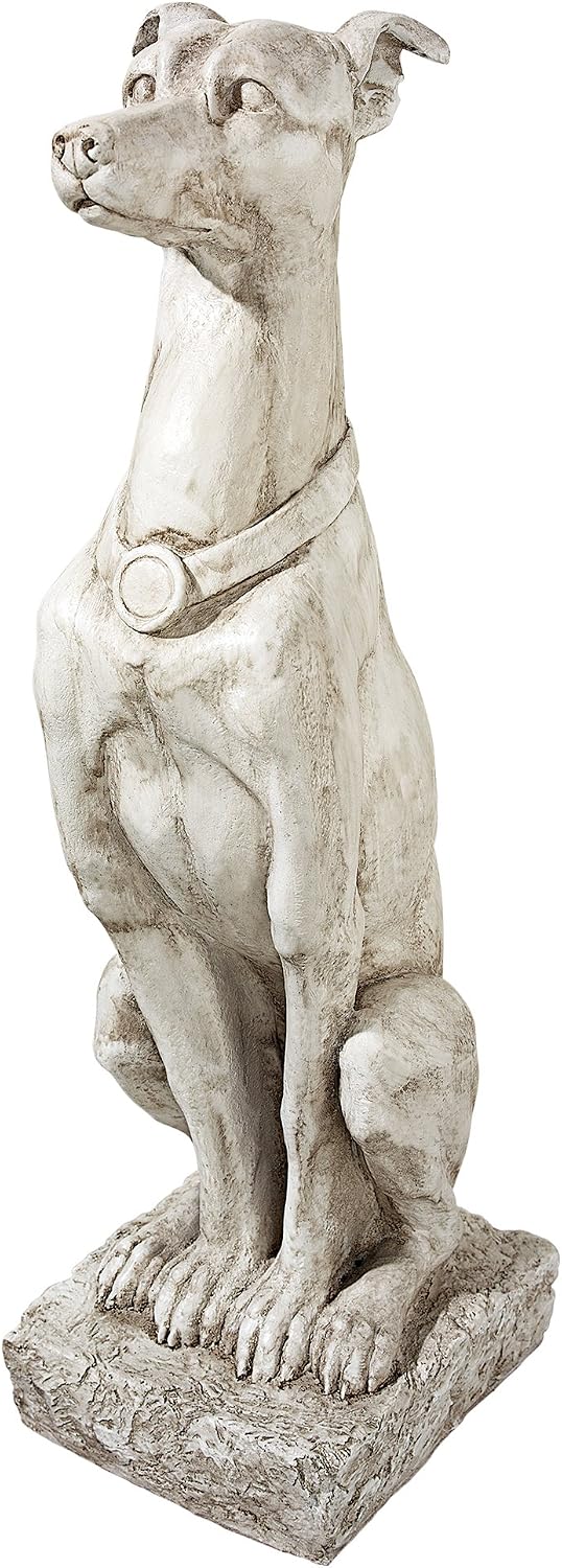 Design Toscano Man's Best Friend Dog with Basket Outdoor Garden Statue, 8 Inches Wide, 12 Inches Deep, 19 Inches High, Handcast Polyresin, Antique Stone Finish
