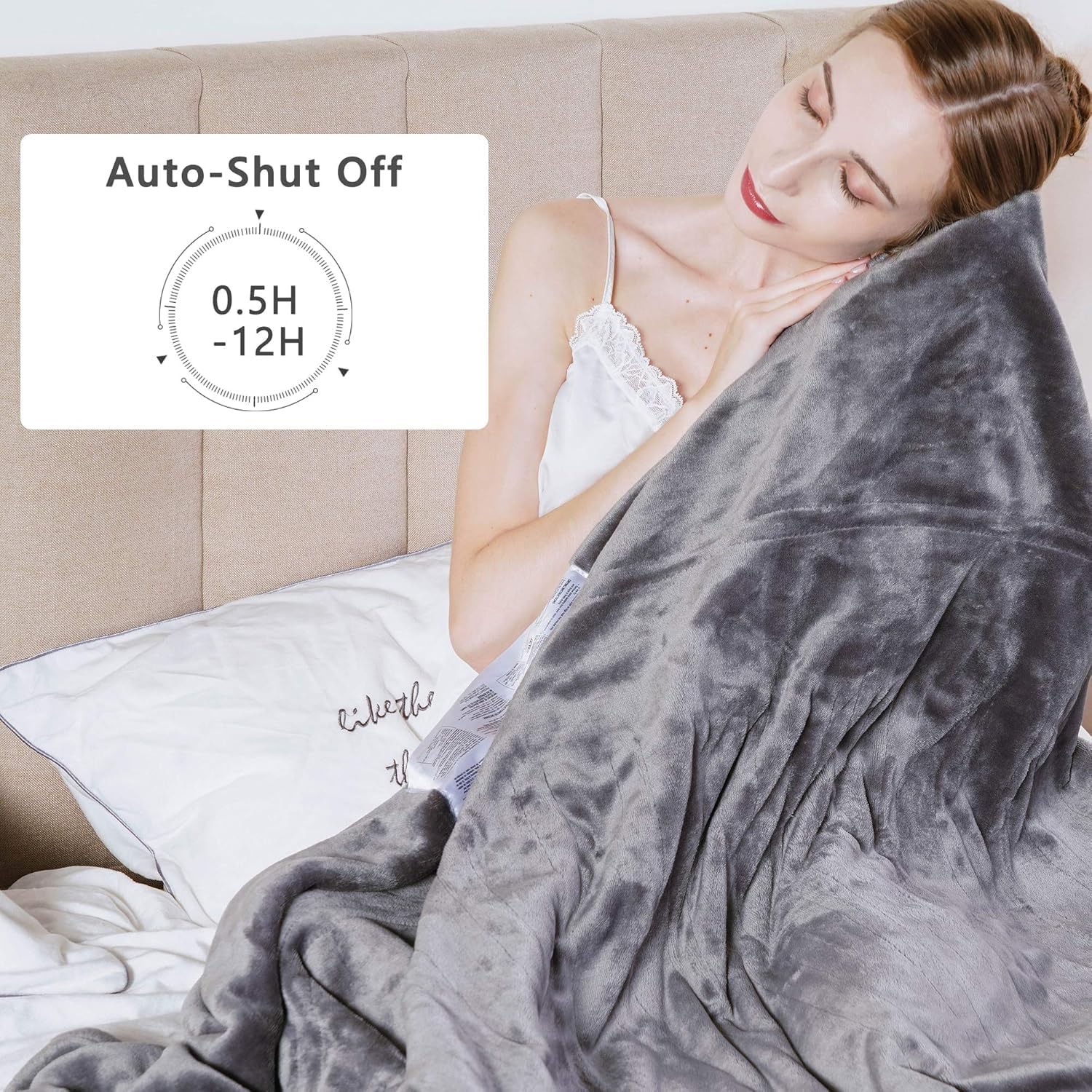 SUNVIVI Heated Blanket King Size, Heating Electric Throw Blanket Dual Control, 10 Heat Settings, 12 Hours Auto Off, Machine Washable, ETL Certified