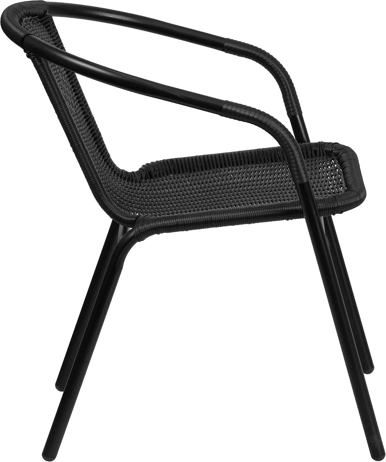 Flash Furniture Lila Modern Rattan Indoor/Outdoor Stackable Dining Chairs, Stacking Rattan Bistro Chairs for Patio or Restaurant, Set of 4, Brown | Commercial Grade, Indoor/Outdoor Use