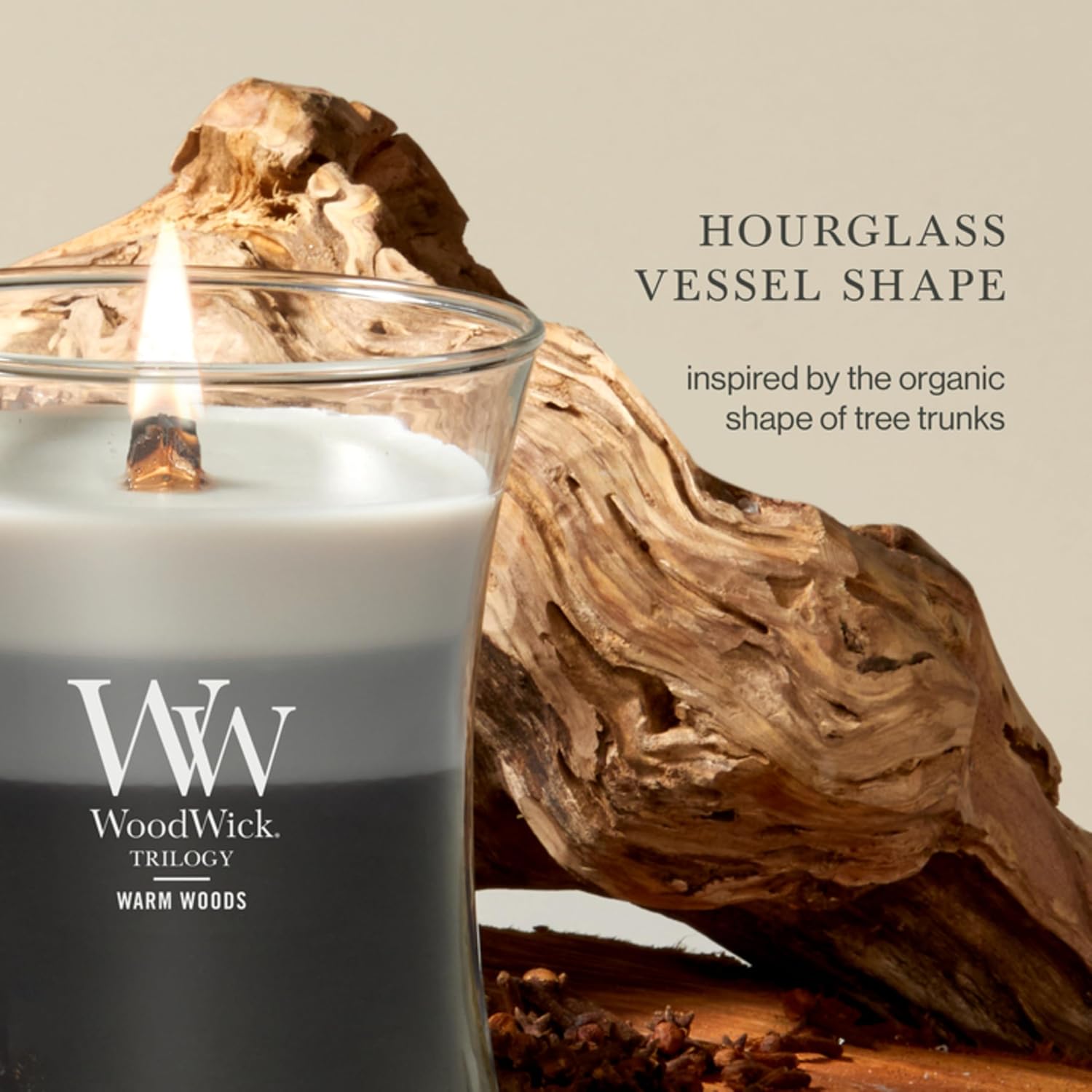 WoodWick Café Sweets Trilogy Holiday Candle Gifts for Women and Men, 9.7 oz Medium Hourglass Trilogy Candle with Crackling Wick
