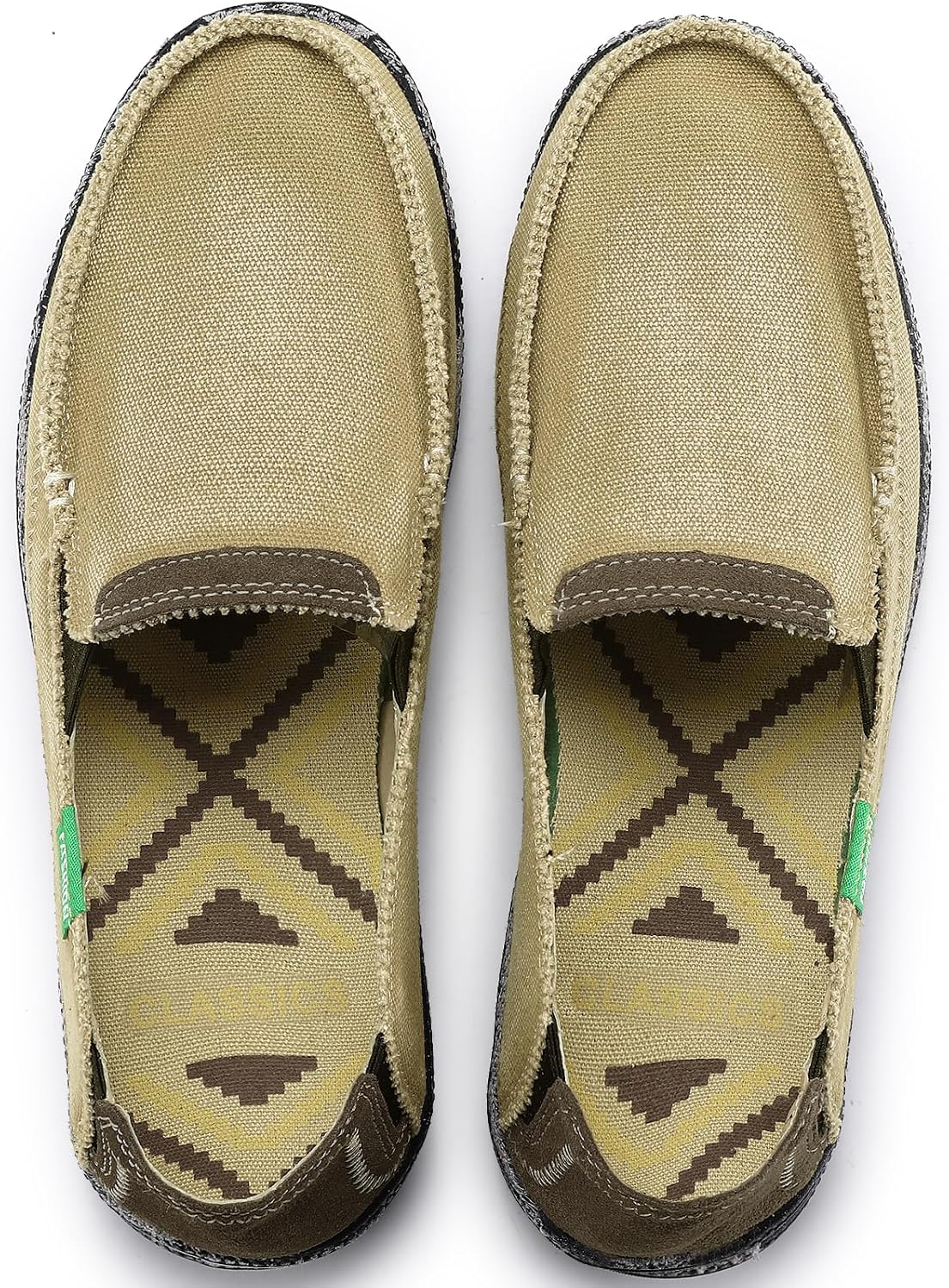VILOCY Mens Slip on Deck Shoes Casual Canvas Loafers Beach Boat Shoes Zero Drop Vintage Flat