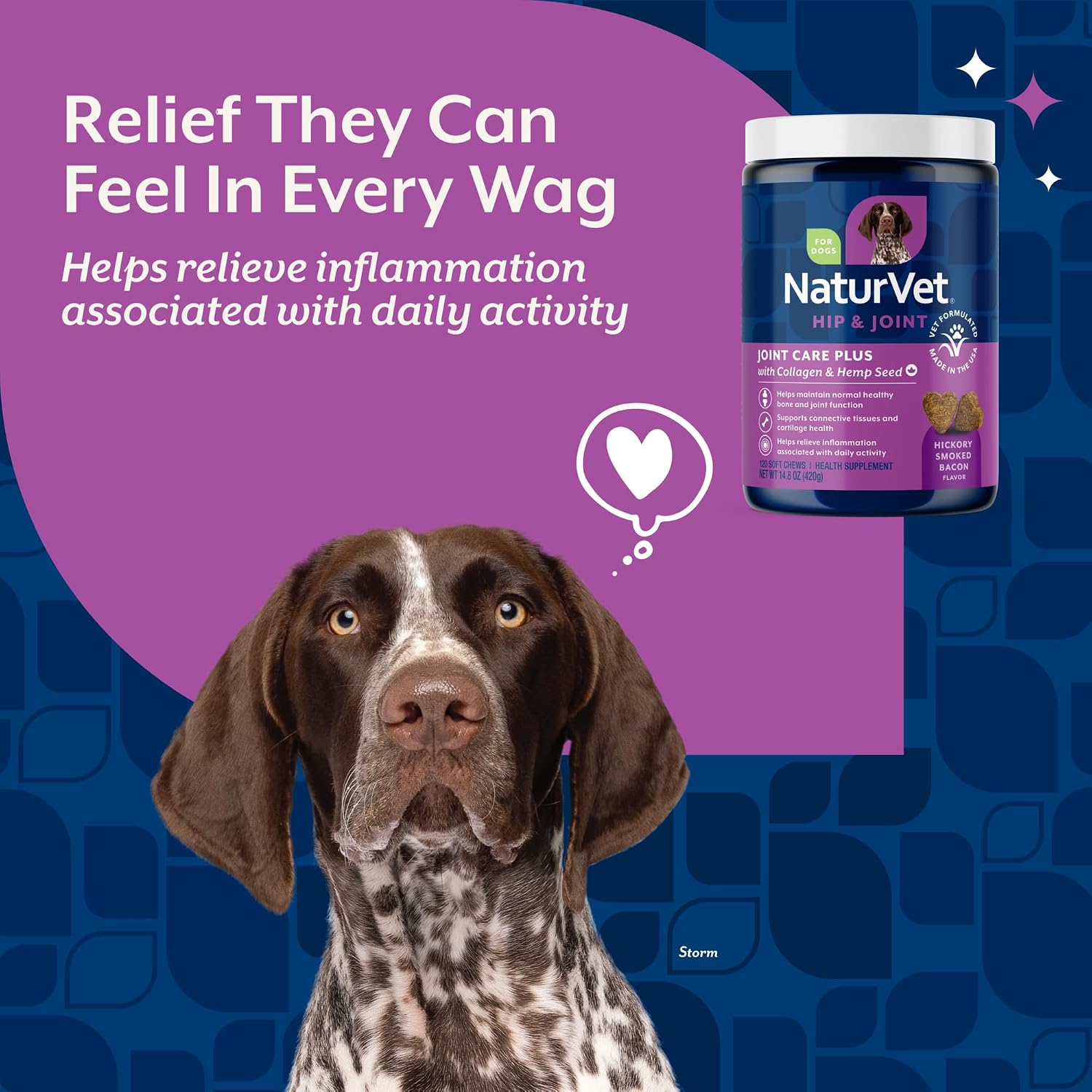 NaturVet Hip & Joint Supplement, Joint Care Plus for Dogs, 120ct