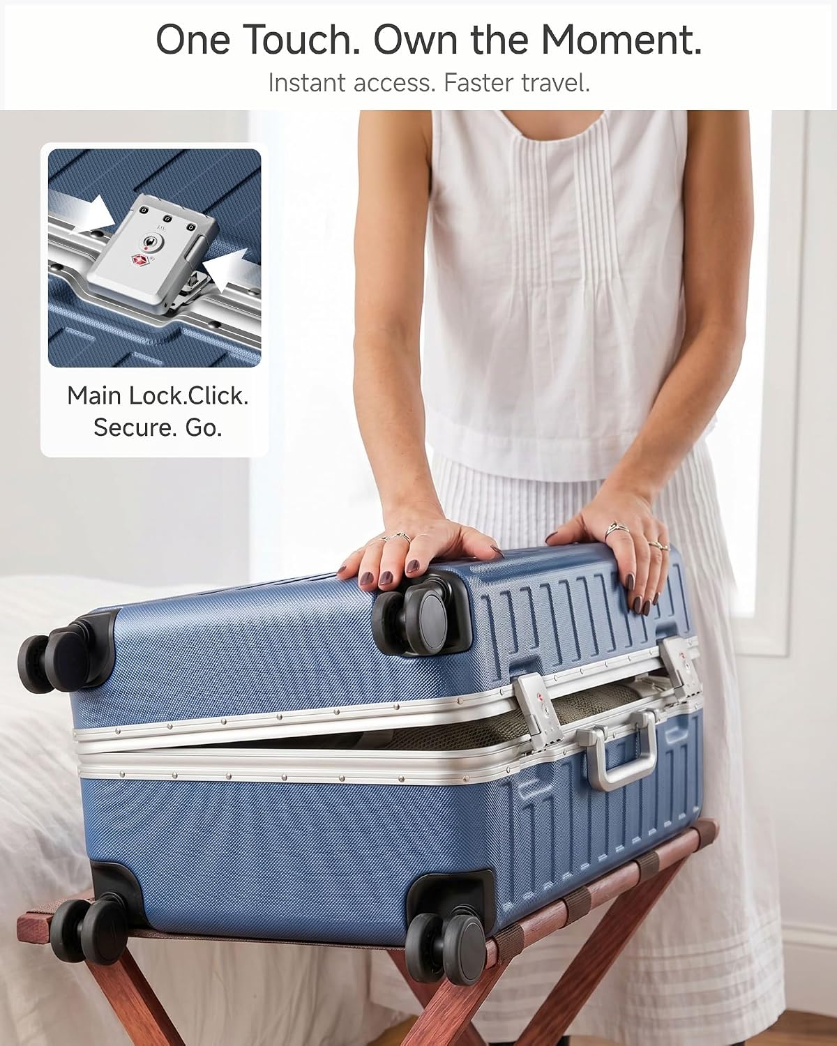 LUGGEX Zipperless Checked Suitcase, Aluminum Frame, Charcoal Metallic, 28" | Checked Luggage, 100% PC Hard Shell, 8010S Aluminum Frame, 8 Spinner Wheels, TSA Lock, Hard Shell, ZX-Core