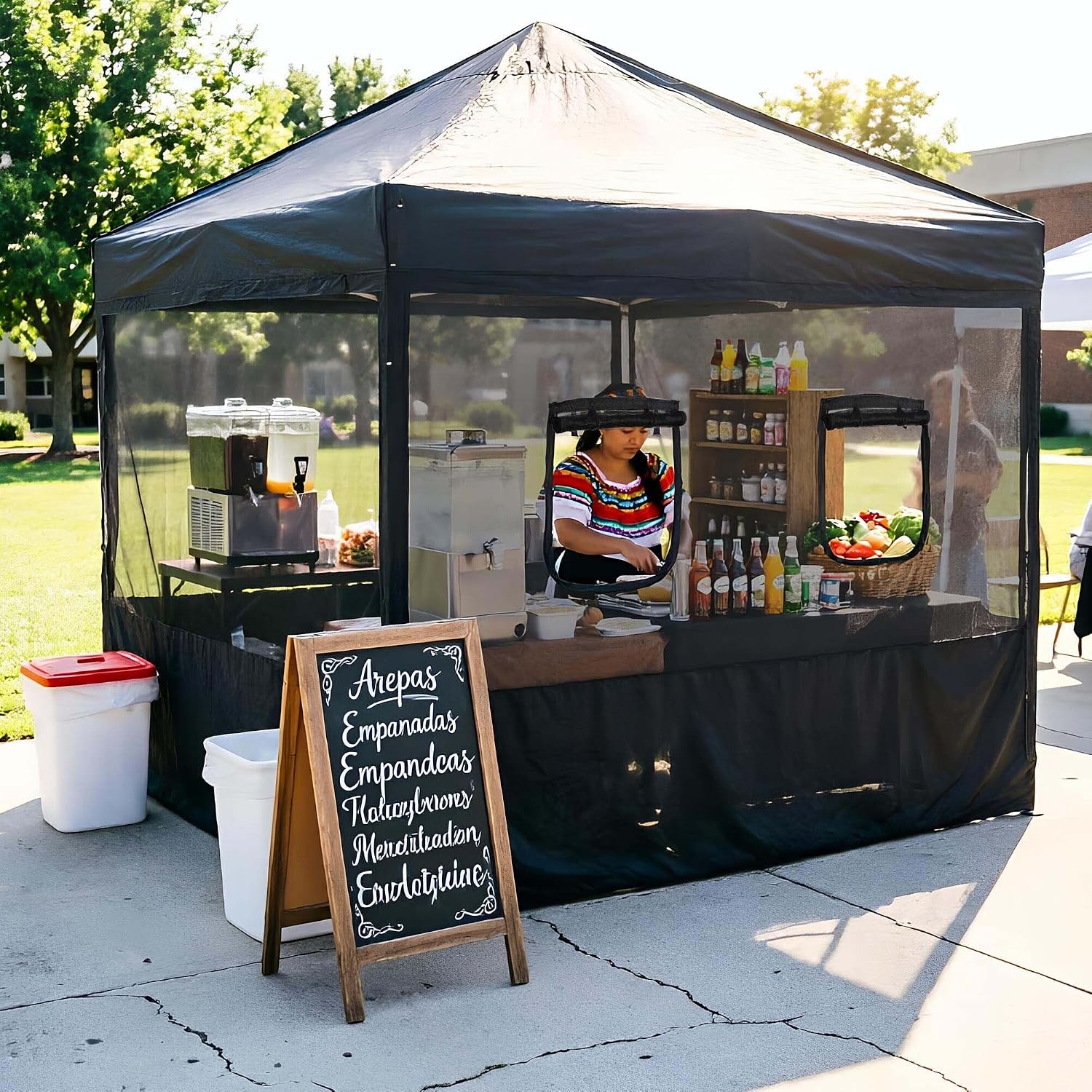 Yescom Pop Up Canopy Half Mesh Sidewall with Window 10x10Ft for Food Booth