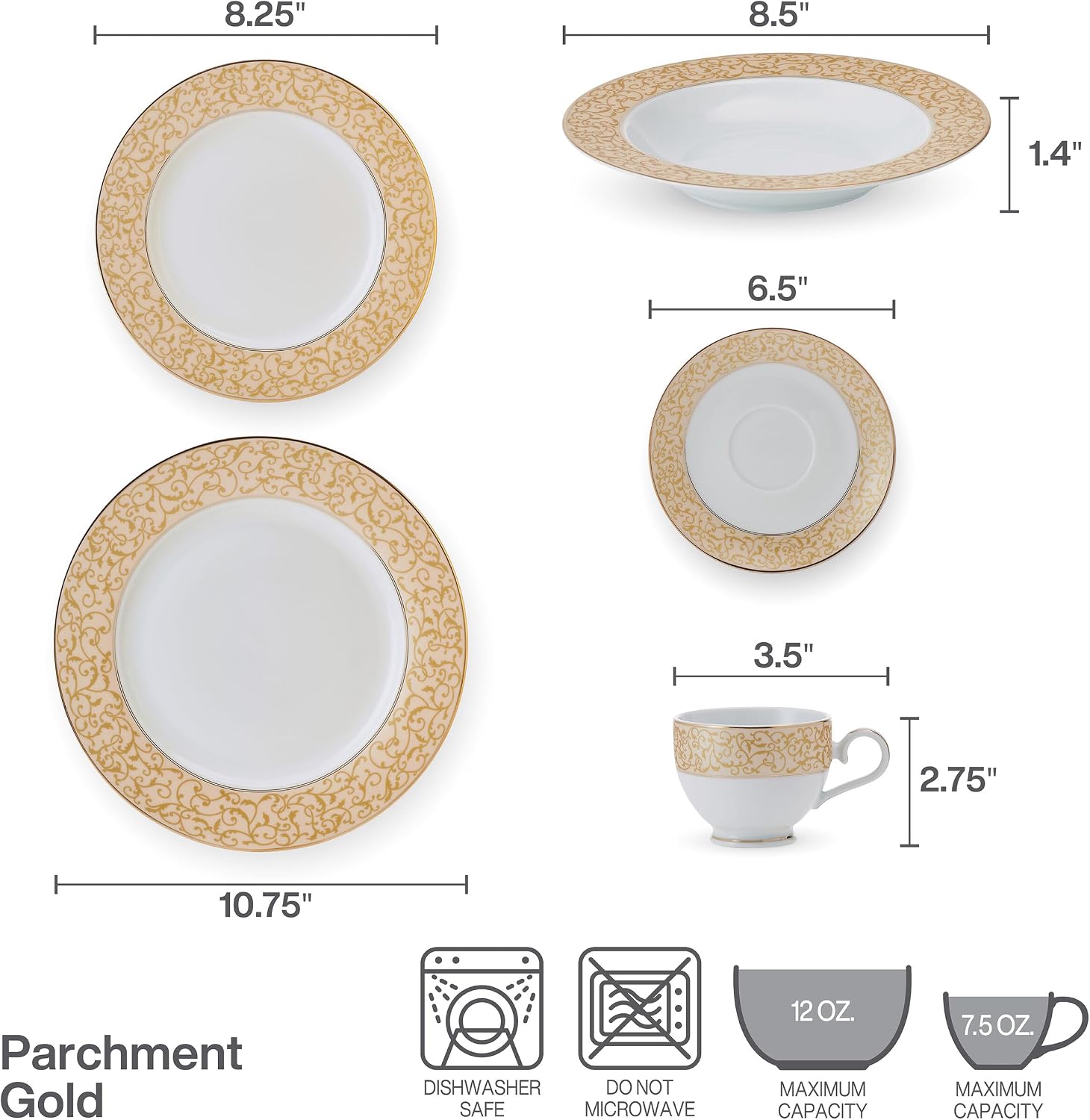 Mikasa Regent Bead 40-Piece Porcelain Dinnerware Set, Service for 8