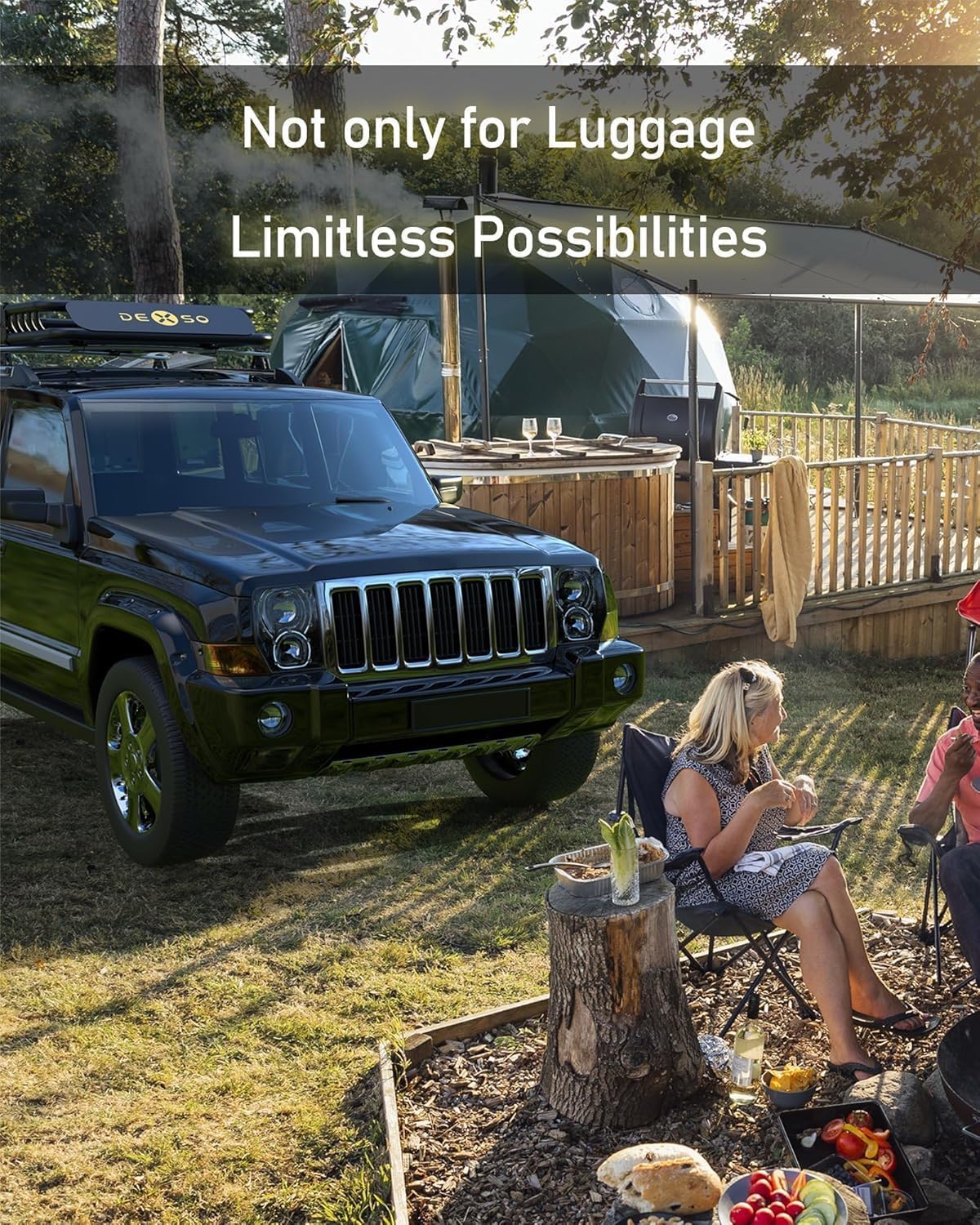 46" X 36" Universal Roof Rack Cargo Basket, 200 Lbs Capacity Rooftop Luggage Rack for SUV, Car & Truck, Heavy-Duty Roof Rack Accessories Carrier