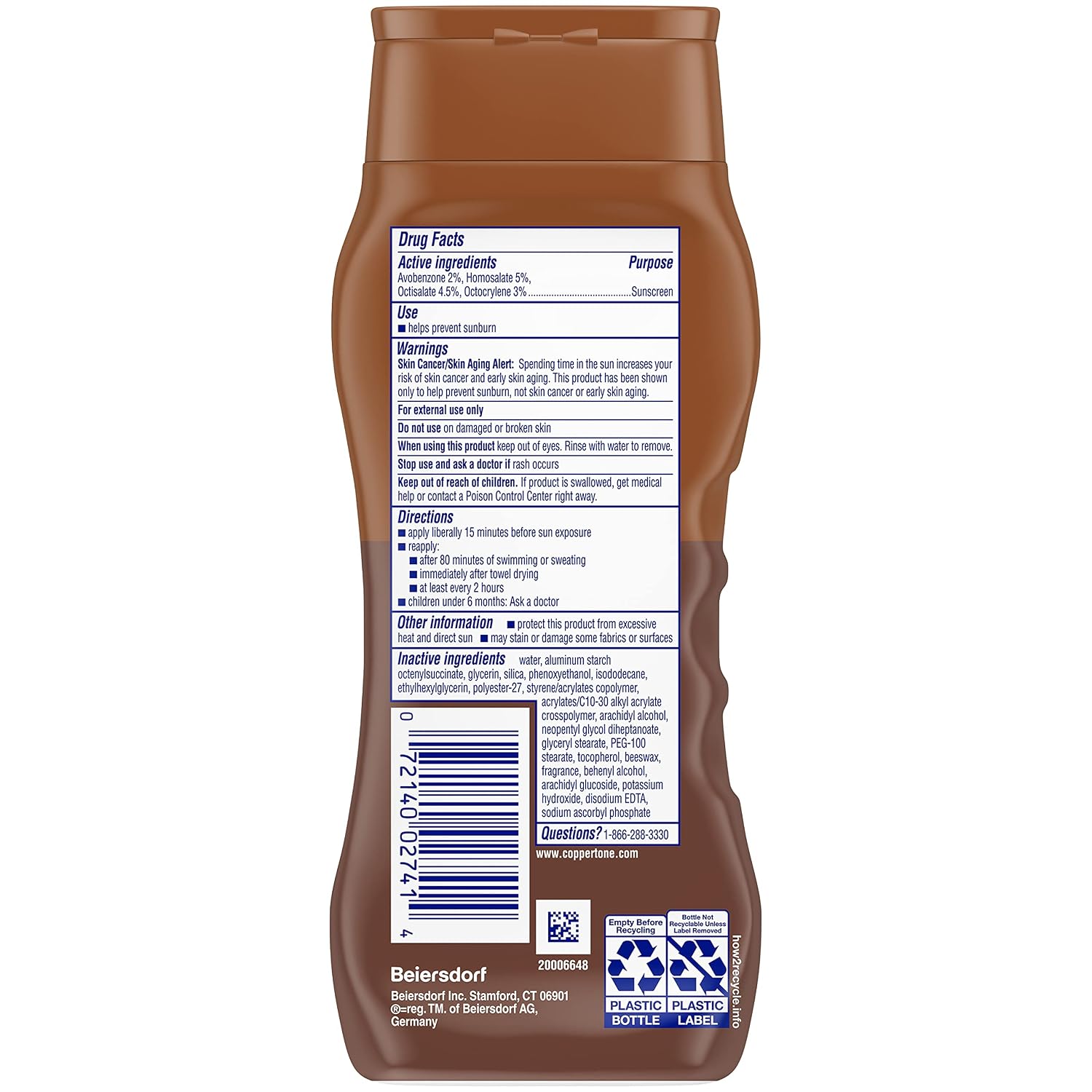 Coppertone Tanning Sunscreen Lotion, SPF 8, Lightweight and Non Greasy Sunscreen, Water Resistant, Oxybenzone Free