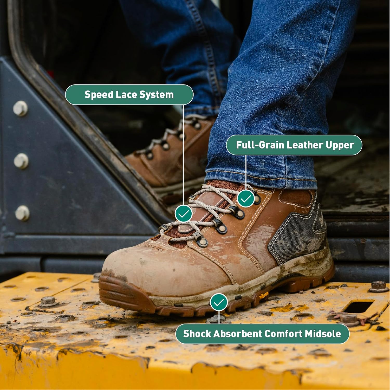 Danner Vicious Composite Toe Work Boots for Men, Waterproof, ASTM Approved | Composite Toe Boots for Men, For Electrical Hazard Work, Slip Resistant Grip, TPU Shank, Construction Boots