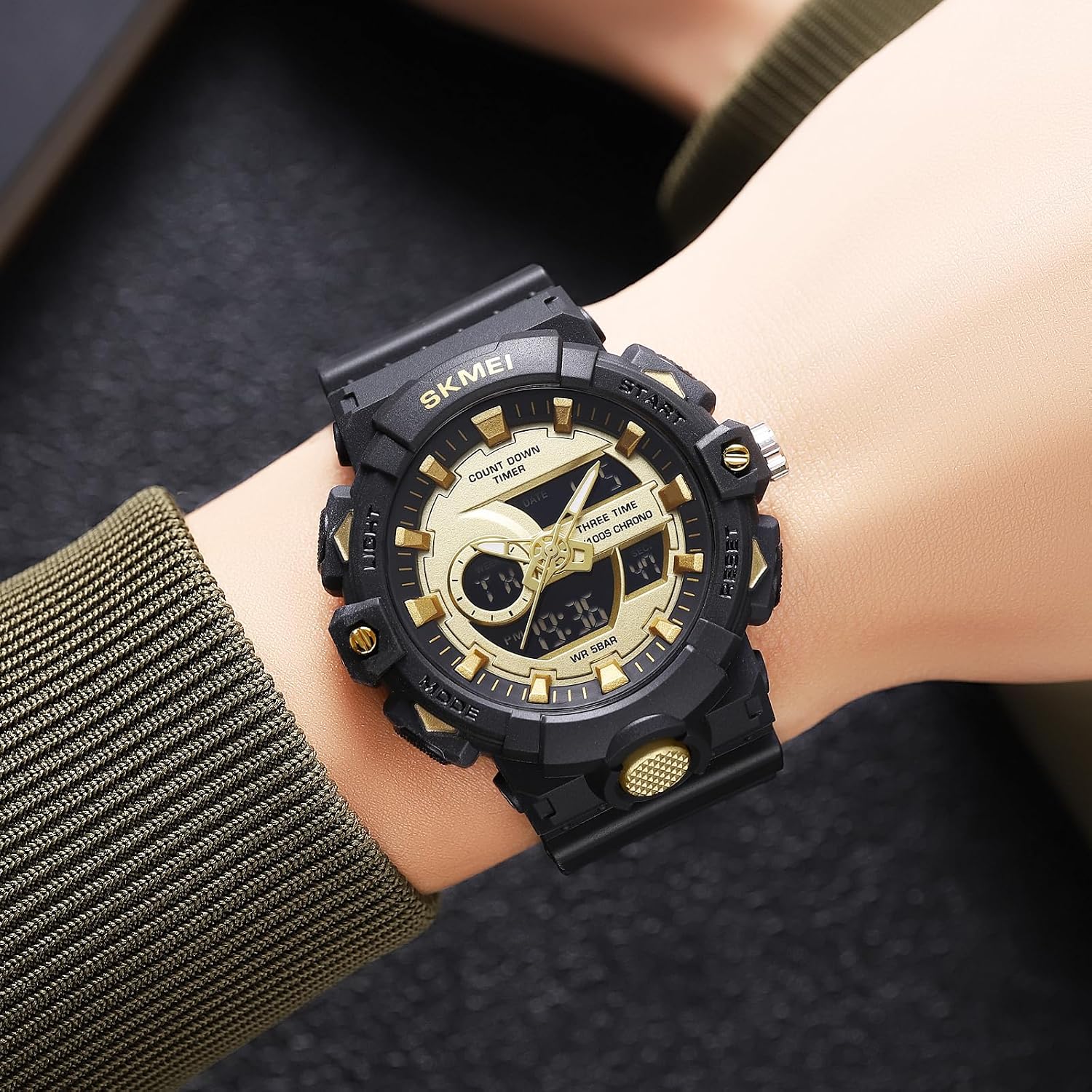 FANMIS Men's Digital Sport Watch Military LED Alarm Waterproof Quartz Watch | Tactical Outdoor Sport Watch Multi Function Led Display Alarm Stopwatch Date Quartz Rugged Style Daily Water Resistance