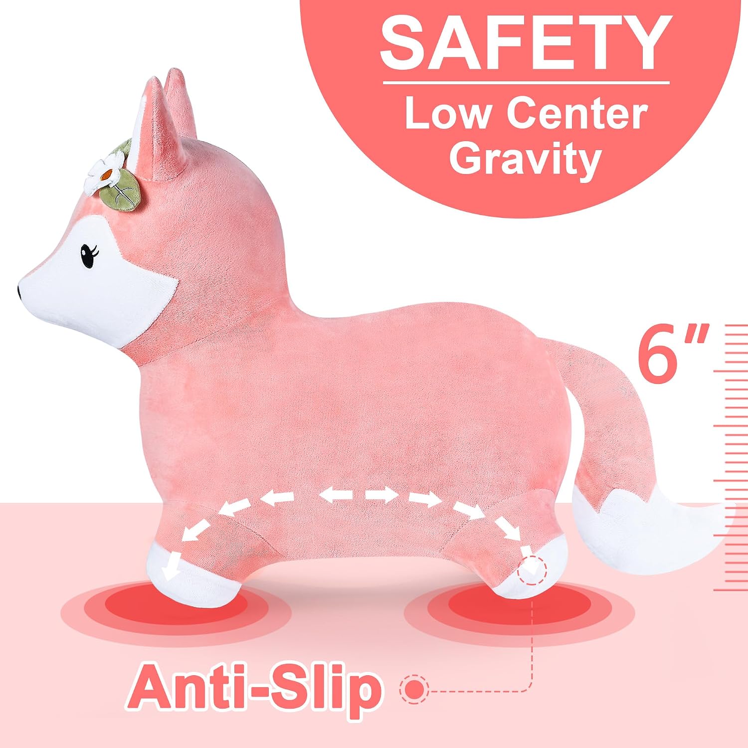 Bouncy Pals Toddler Horse Hopper Toy, Kids Outdoor Ride Bounce Farm Animal | Inflatable Bouncing Hopping Toy, Indoor Baby Plush Bouncer Horse, Birthday Gift for 18 Month 2 3 4 Year Old Child Boys Girls
