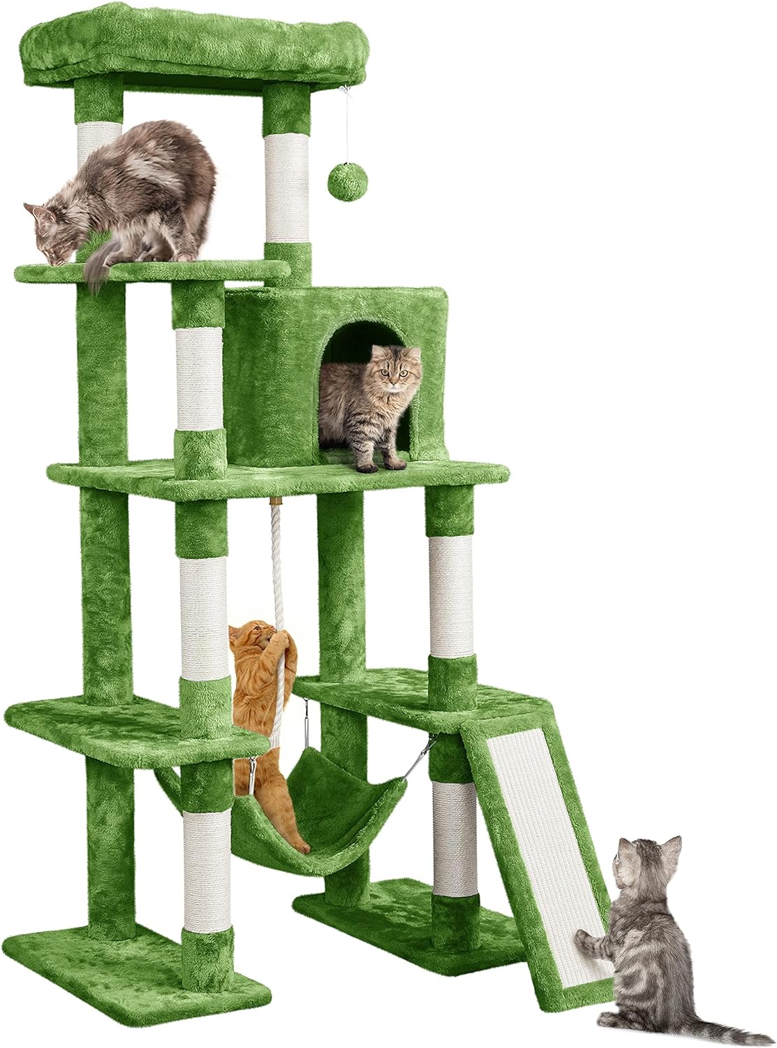 Yaheetech 63in Sturdy Large Cat Tree for Indoor Heavy Cats, Tall Tower