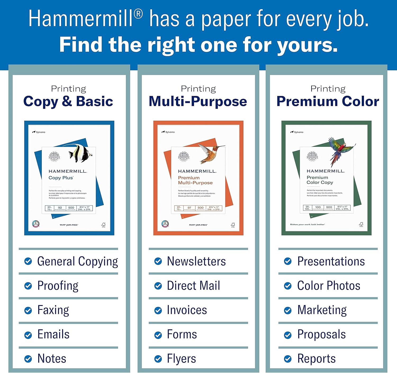 Hammermill 122549 Premium Color Copy Cover, 60 lbs., 8 1/2 x 11, Photo White, 250 Sheets