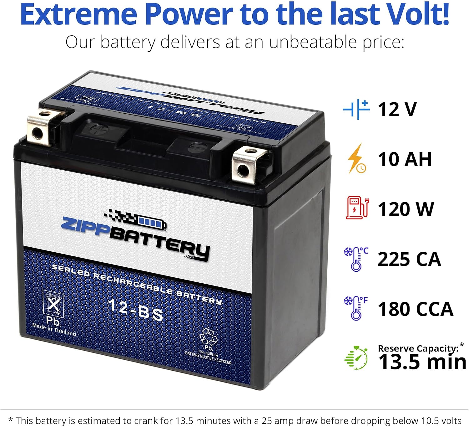 ZIPPBATTERY YTX30L-BS 12V 385 CCA AGM – Maintenance-Free 30Ah Battery for Harley, ATV, UTV, Jet Ski – T3 Nut & Bolt Terminal – Fits Harley Road King, Polaris Sportsman 850, Can-Am Outlander