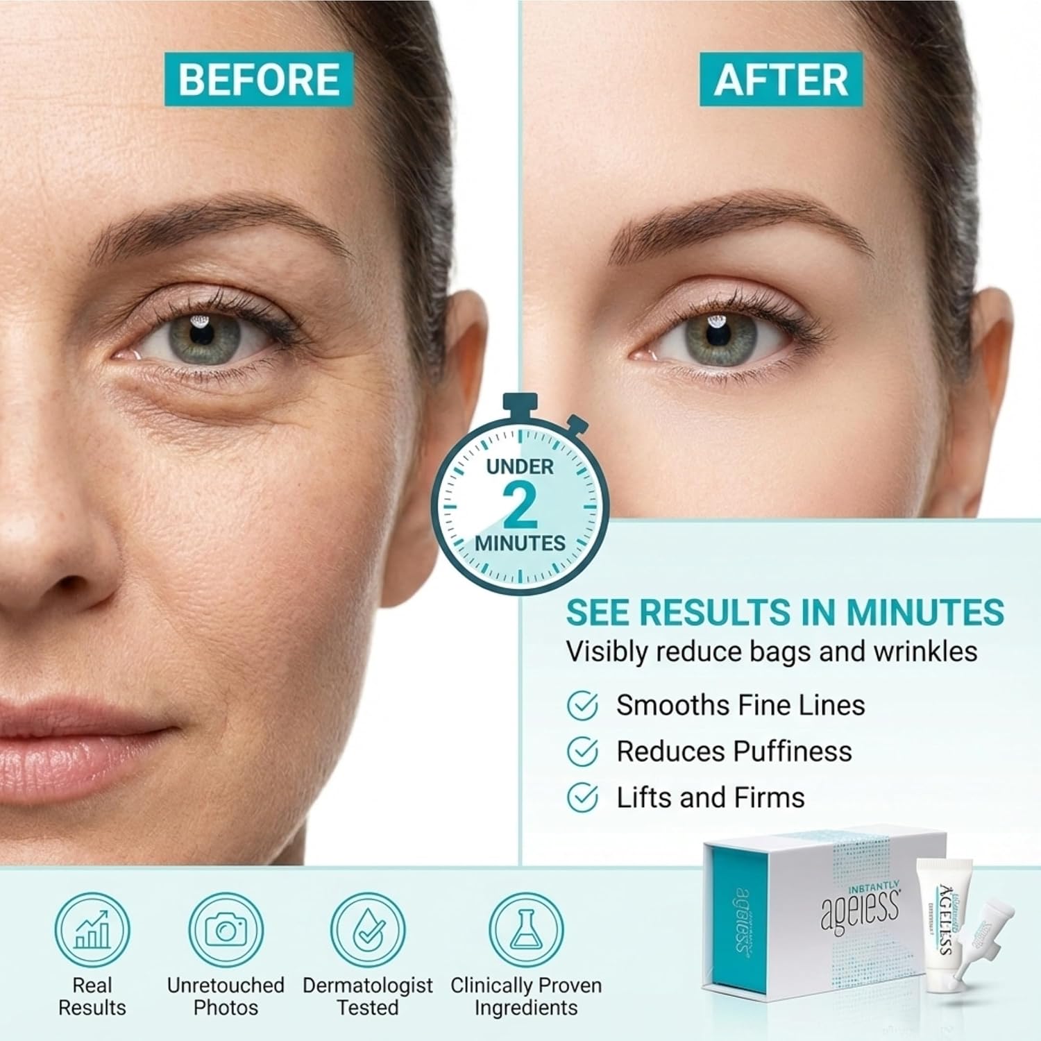 Instantly Ageless Facelift 20 Vials Instant Eye Bag Remover Puffiness