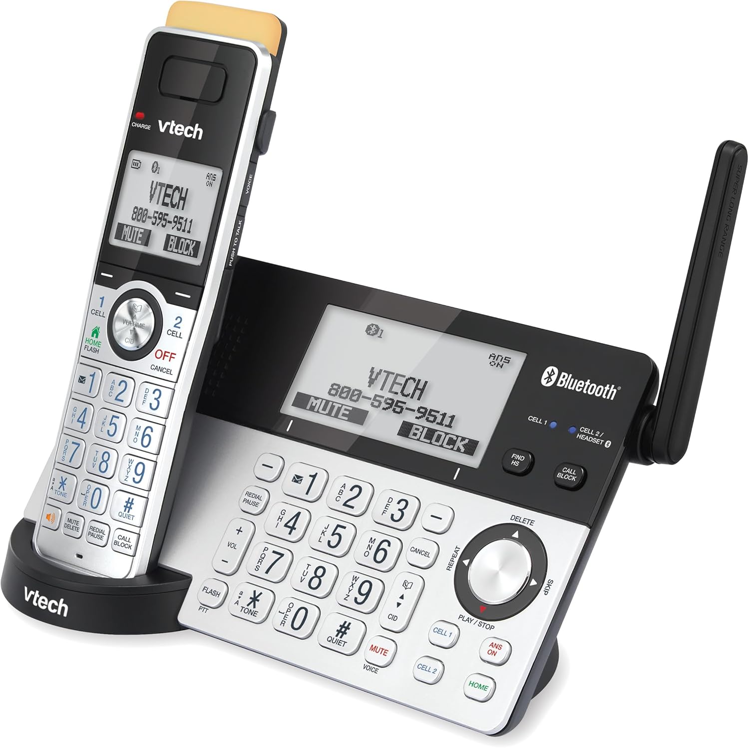 VTech IS8151-5 Super Long Range 5 Handset DECT 6.0 Cordless Phone for Home with Answering Machine, 2300 ft Range, Call Blocking, Bluetooth