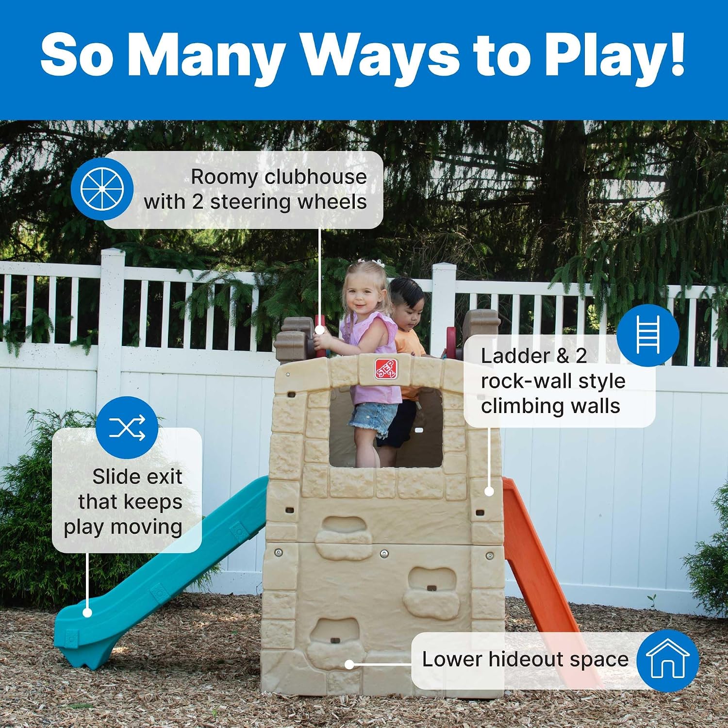 Step2 Woodland Climber II Kids Playset, Ages 2 –6 Years Old, Toddler Slide and Climbing Wall, Outdoor Playground for Backyard, Sturdy Plastic Frame