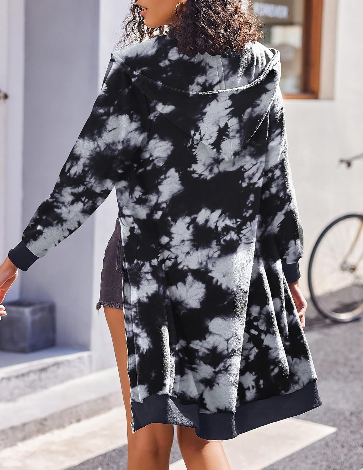 ELESOL Women Casual Zip up Fleece Hoodies Tunic Sweatshirt Long Jacket