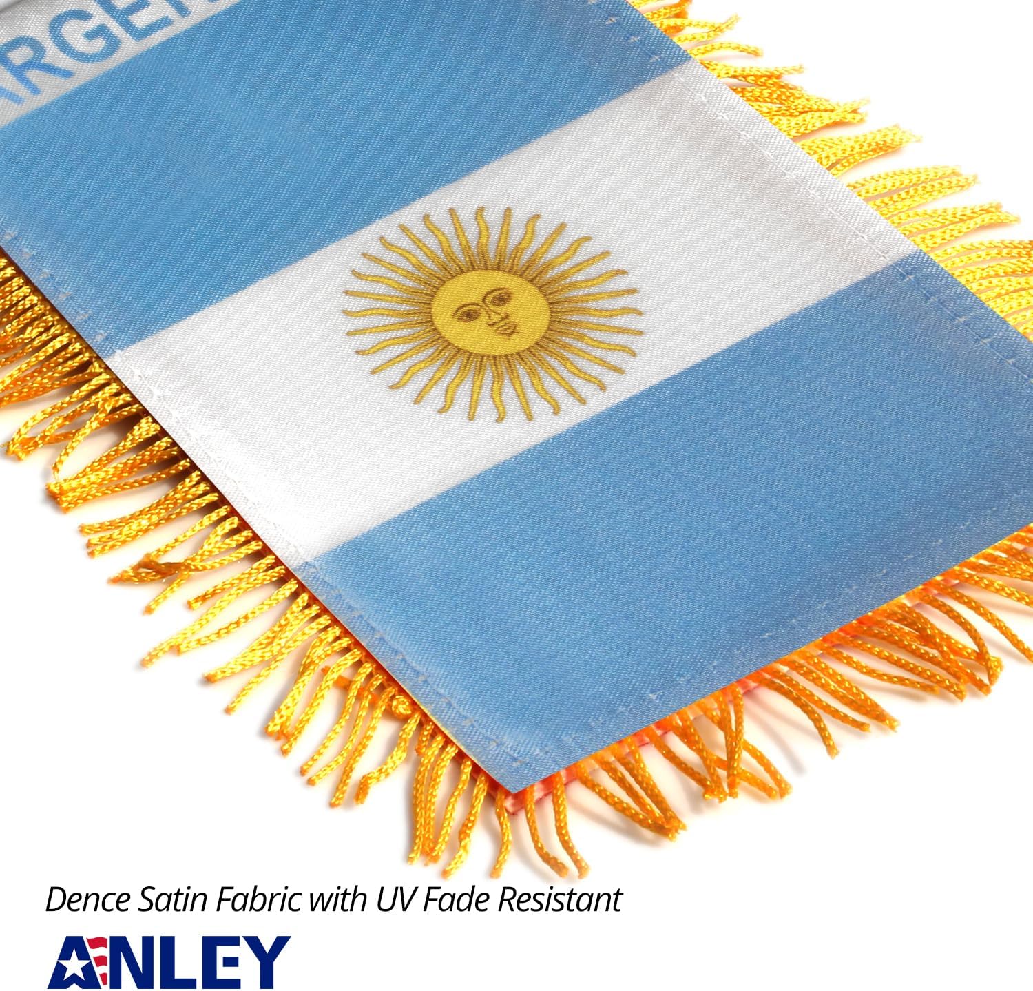 Anley 4 X 6 Inch Nicaragua Fringy Window Hanging Flag - Mini Banner & Car Rearview Mirror Décor - Fringed Nicaraguan Hanging Flag with Suction Cup