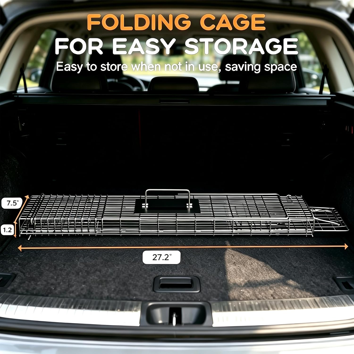24" x 7.5" x 8" Small Live Animal Trap Steel Cage Catch and Release One Door Humane Rodent Cage Trap for Little Rabbits/Stray Cats/Squirrel/Skunk/Mink/Opossum Outdoor Animals