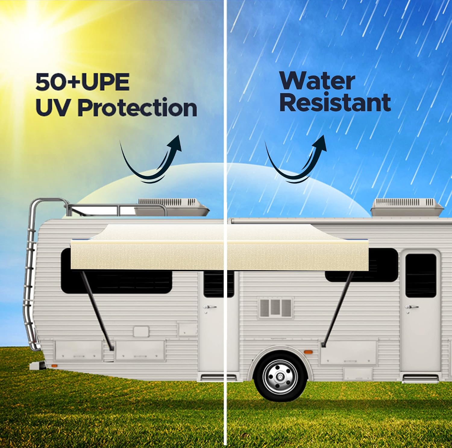 SunWave Premium Vinyl RV Canopy | Awning Fabric Replacement (20', Grey Fade)