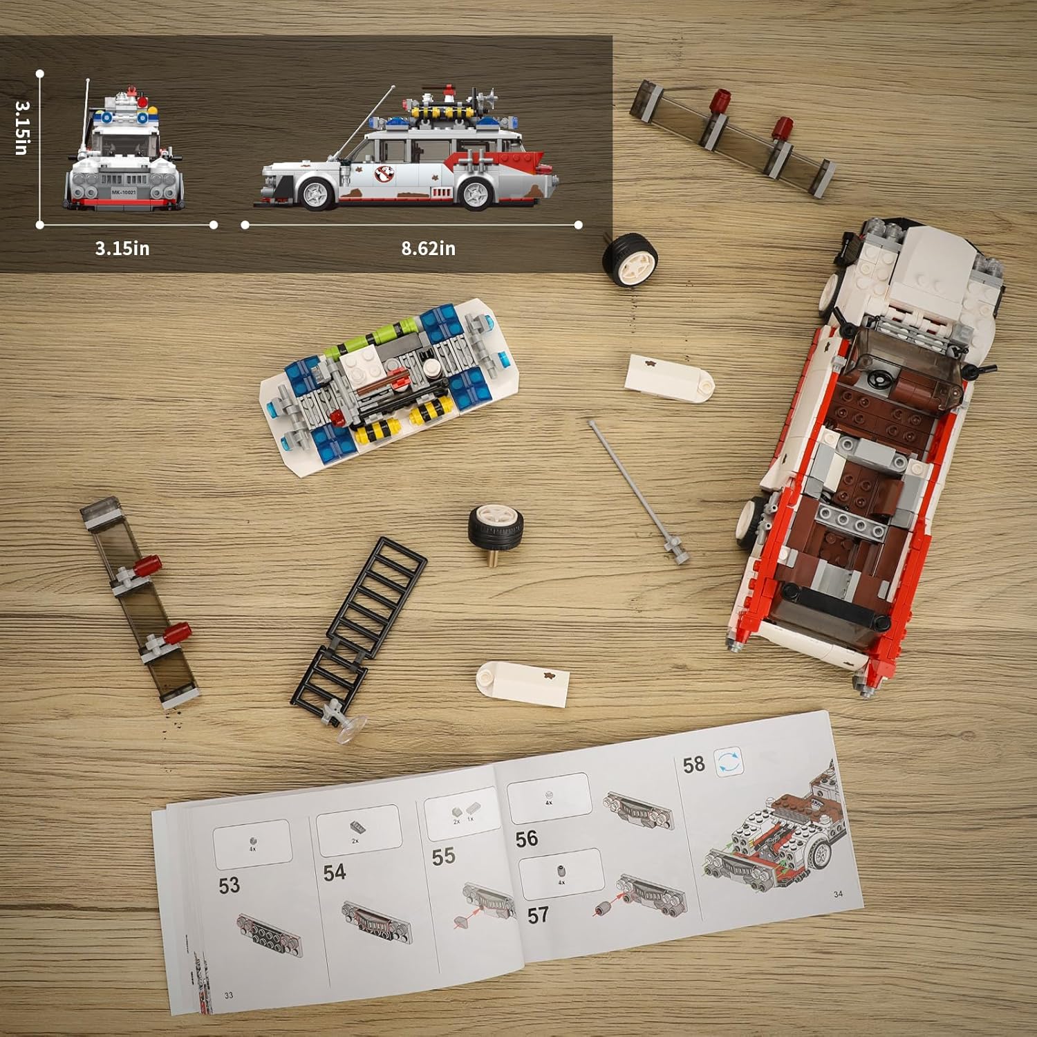 Ghost Car ECTO-1 Building Blocks Kit for Adults, Compatible with Lego Speed, Race Vehicle Building Toy for Kids Boys 8-14