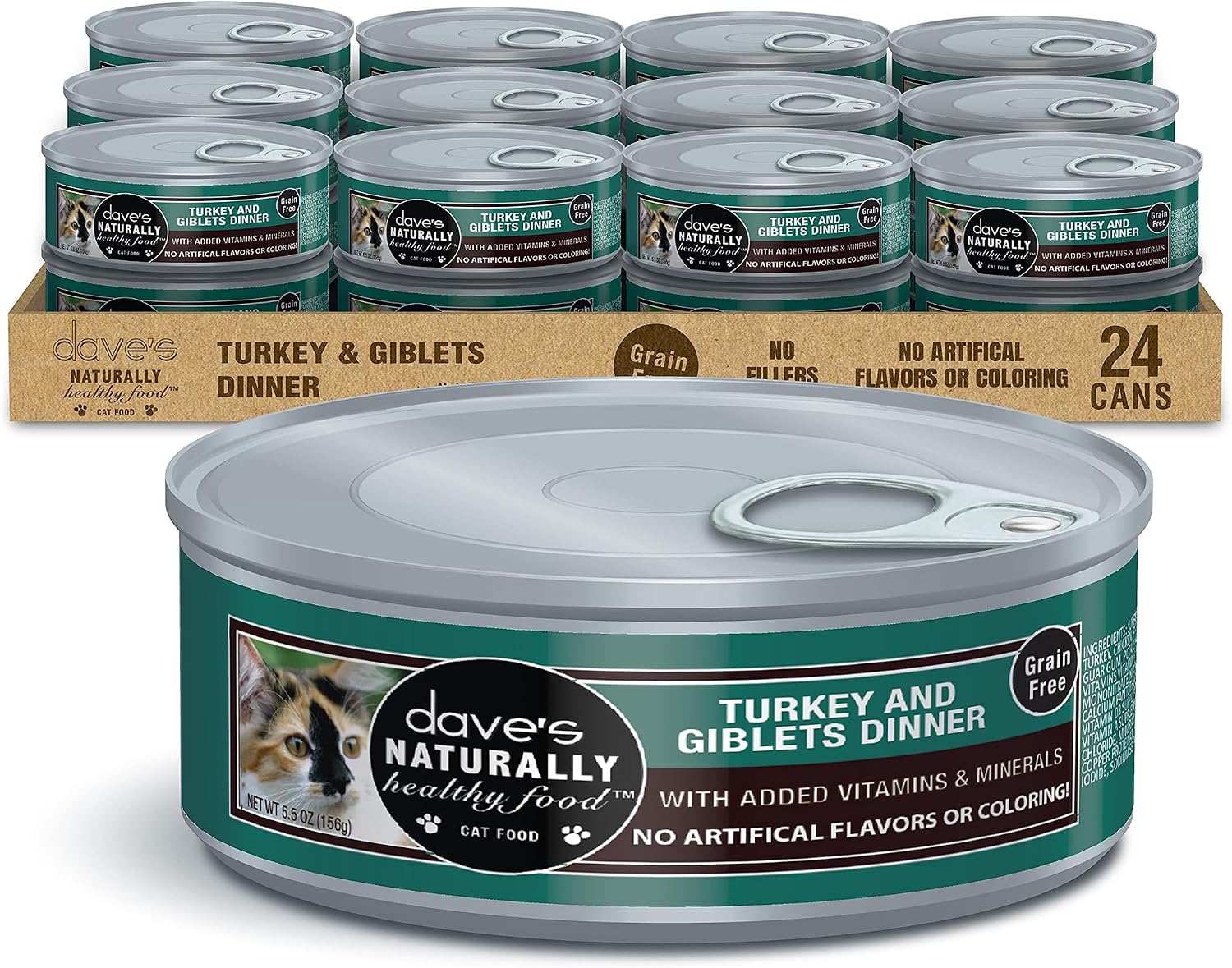 Dave's Pet Food Grain Free Wet Canned Cat Food Pate, Chicken, 12.5 oz, 12pk | Made in USA, Naturally Healthy, Easy to Digest Wheat & Gluten-Free, Use as Topper or Meal, Carrageenan-Free