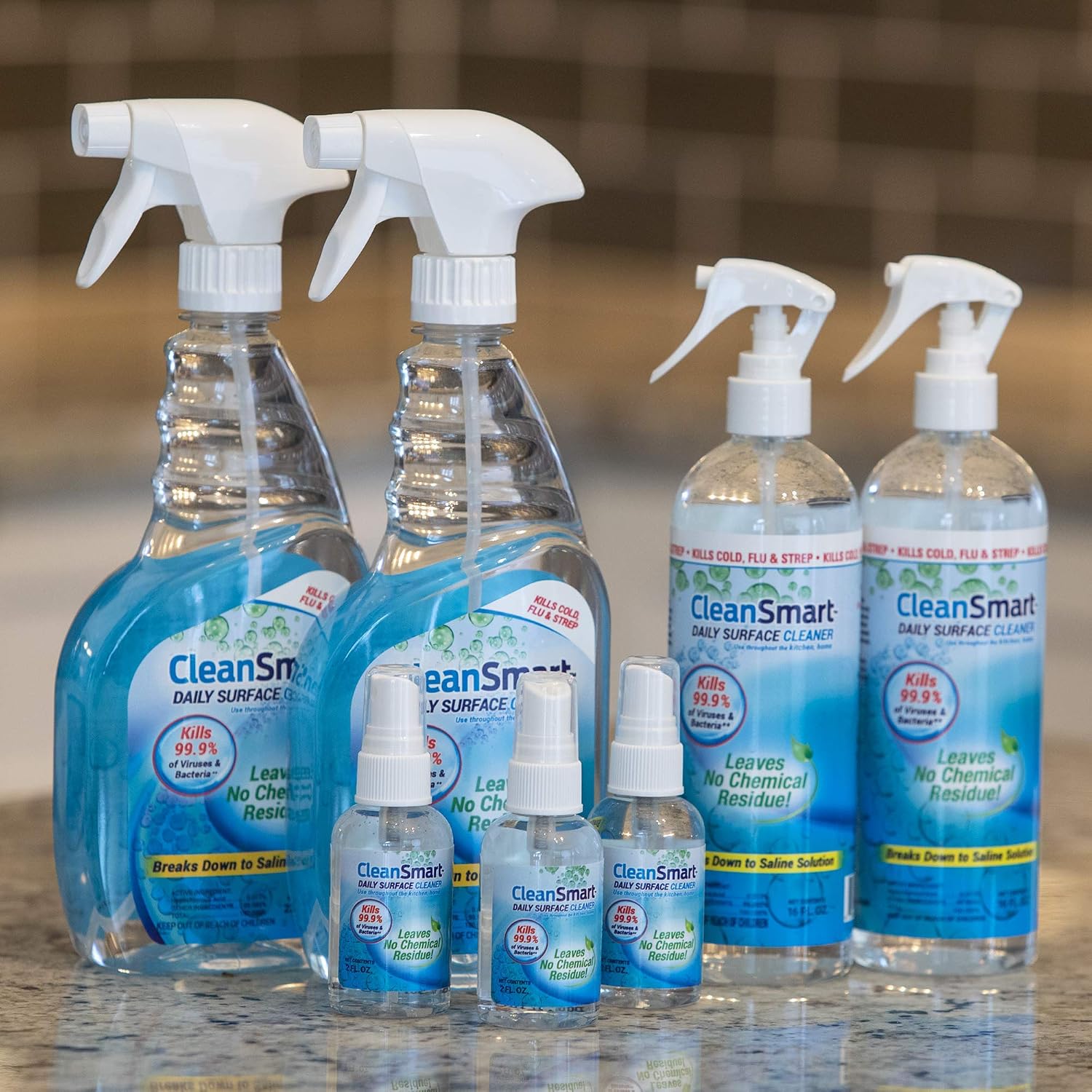 CleanSmart Daily Surface Cleaner and Pet-Safe Disinfectant, 23 oz (2 pack) | Hypochlorous Acid Spray Kills 99.9% of Viruses and Bacteria, No Harsh Residue, Food Contact Surface Sanitizer, No Rinse