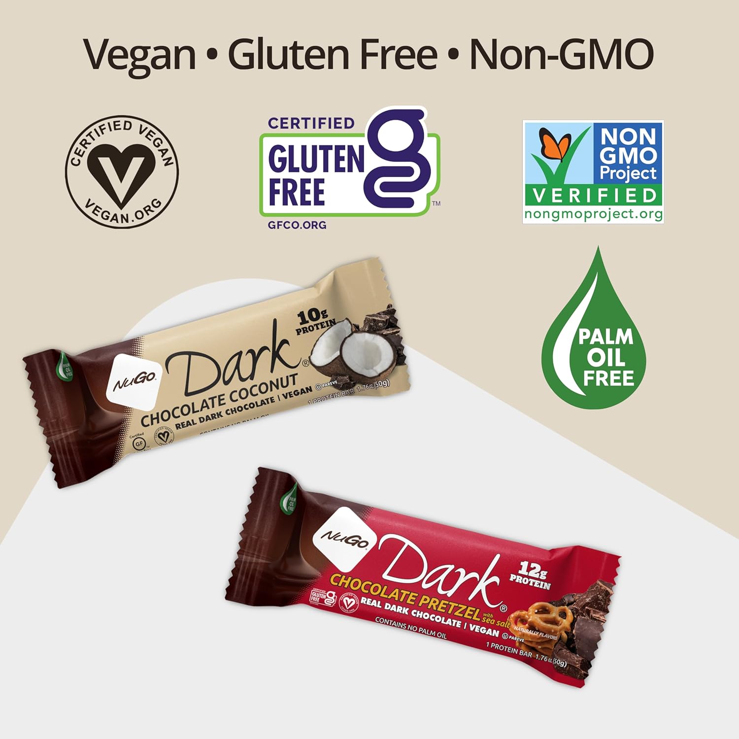 NuGo Dark, Mint Chocolate Chip, 13g Vegan Protein Bar, Gluten Free, 24 CT
