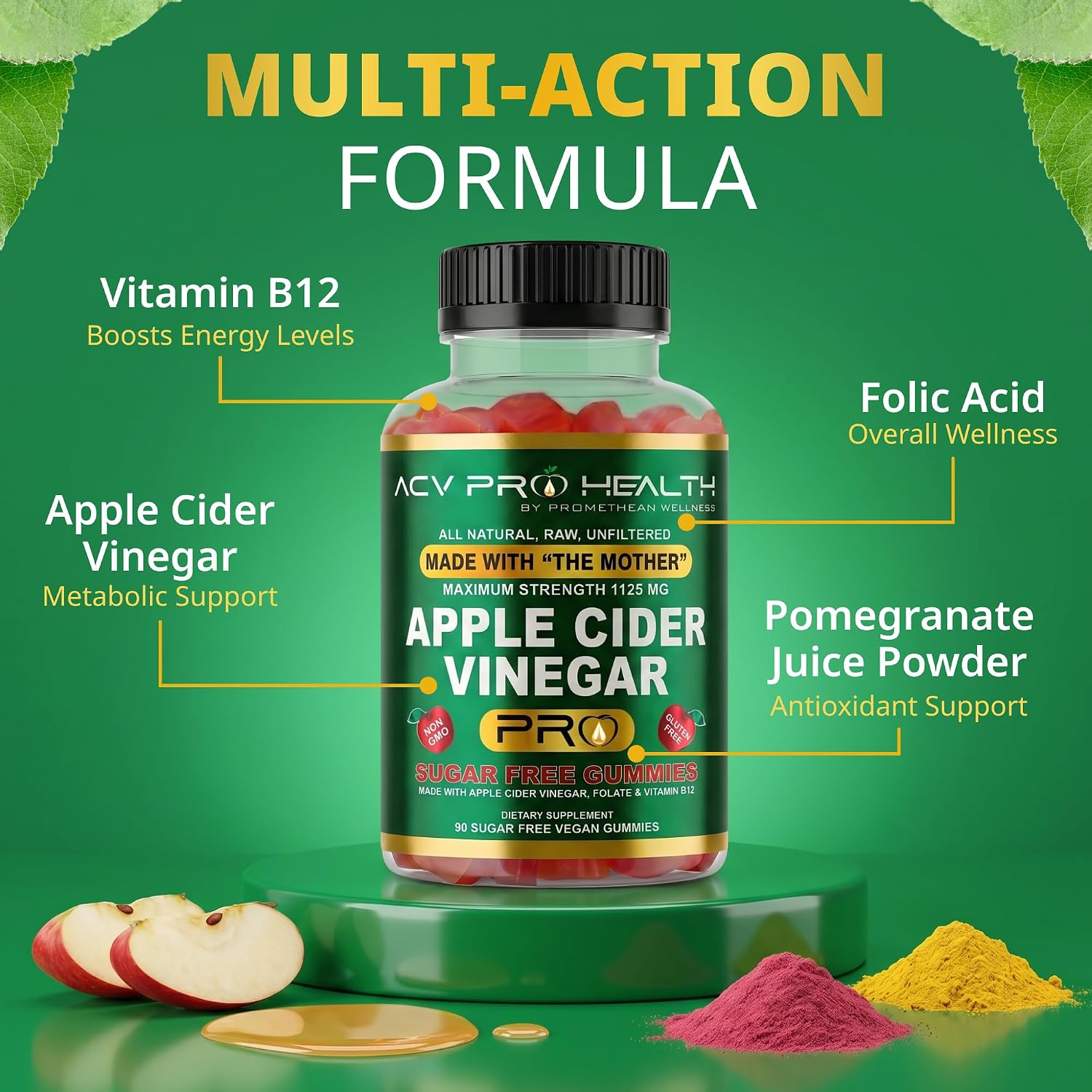 ACV with Sugar Makes No Sense! Apple Cider Vinegar Gummies Sugar Free Low Carb Advanced Keto Acv Gummies Keto Gummy Detox Cleanse (90 Count)