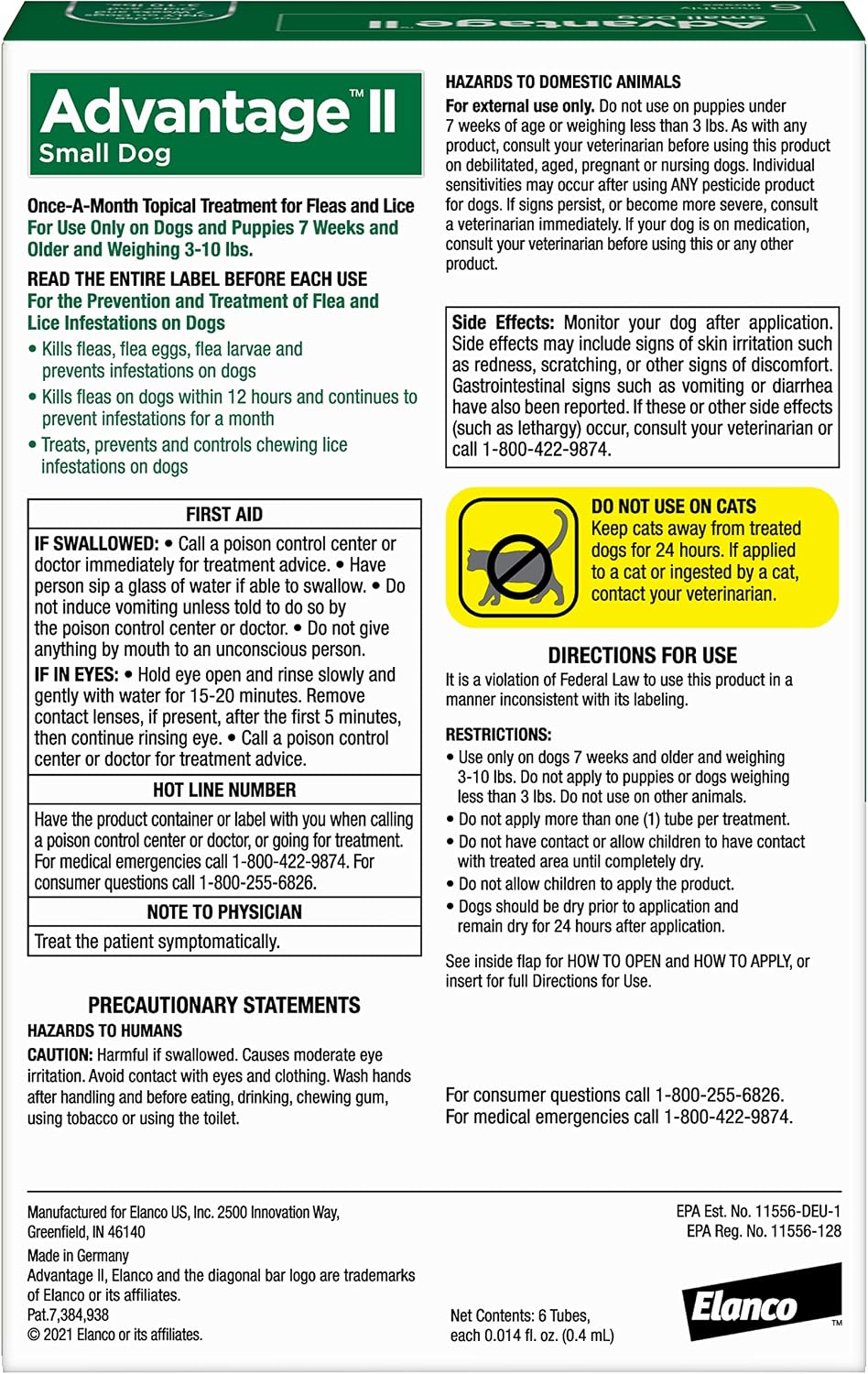 Advantage II Large Dog Vet-Recommended Flea Treatment & Prevention | Dogs 21-55 lbs. | 4-Month Supply