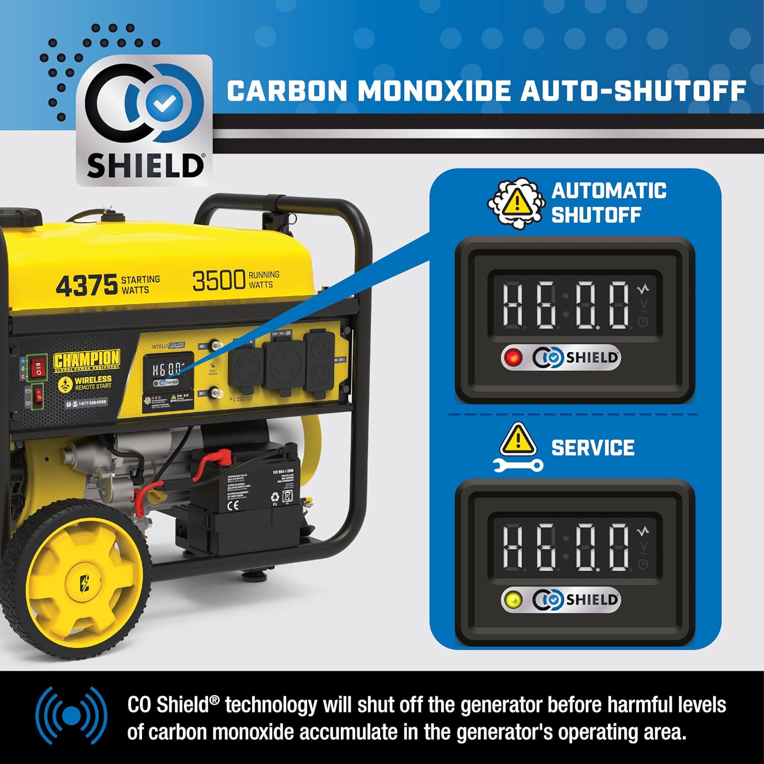 Champion Power Equipment 4375-Watt Wireless Remote Start RV Ready Portable Generator with Free 3-Year Warranty