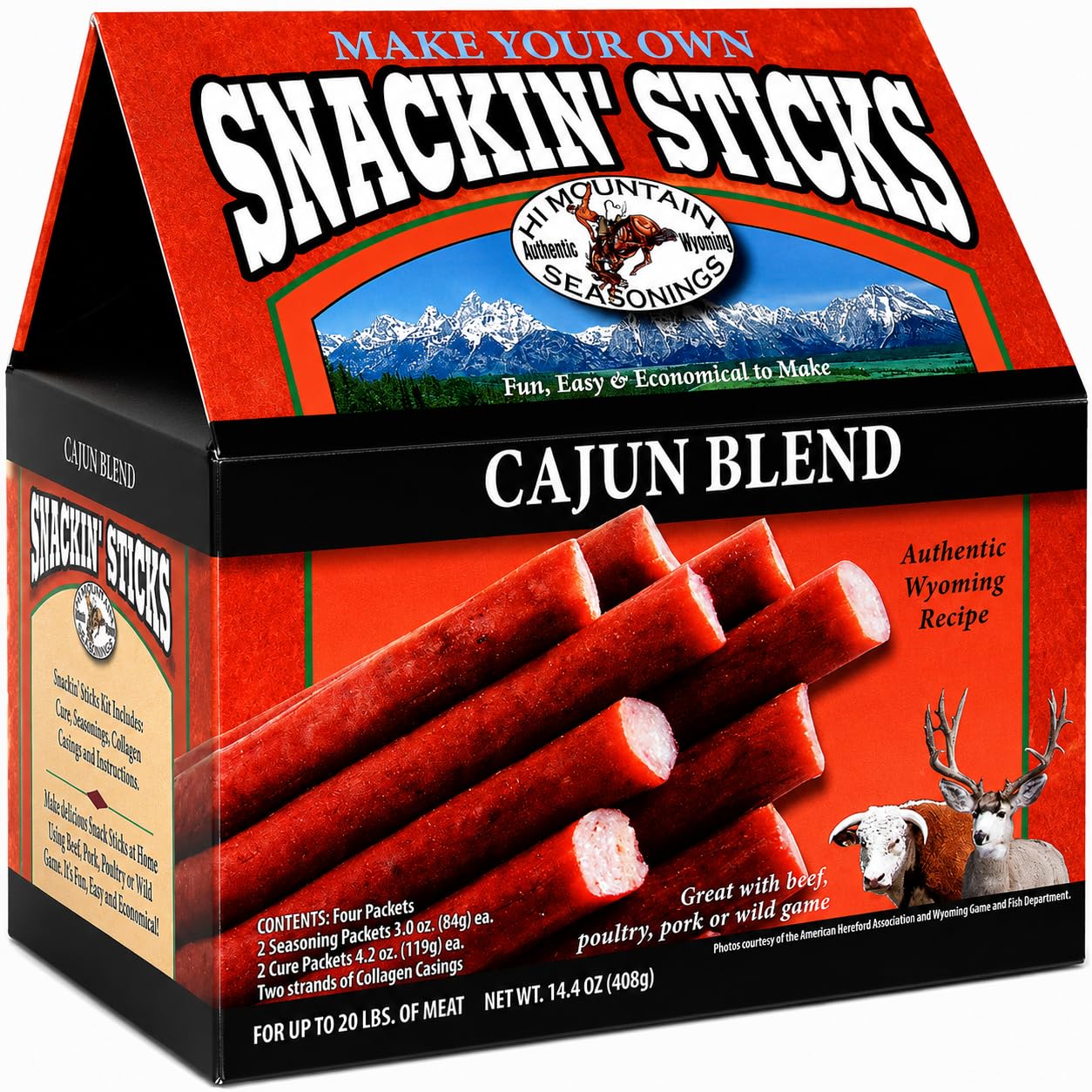 Hi Mountain Snack Stick Seasoning Kit | ORIGINAL | Makes 20 lbs | Complete Snack Stick Kit, Seasoning, Cure, Casings, & Directions Included, For Beef, Deer, Elk, Venison & Wild Game Meat