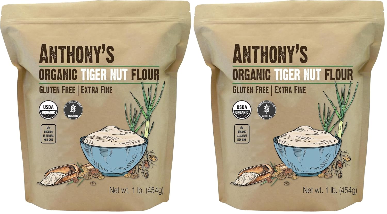 Anthony's Organic Tiger Nut Flour, 1 lb, Gluten Free, Non GMO, Paleo Friendly