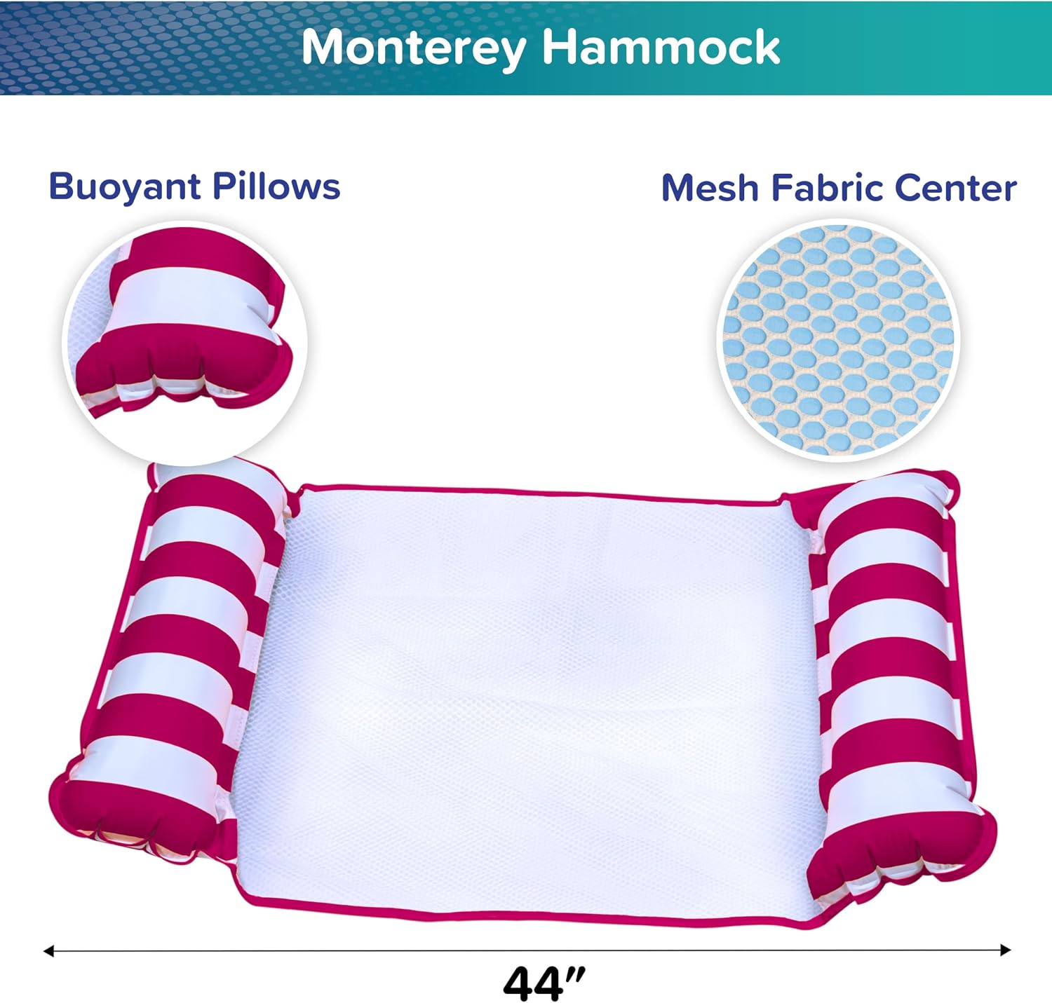 Aqua 4-in-1 Monterey Hammock Pool Float & Water Hammocks – 2-3-4 Multipacks – Multiple Colors/Styles – for Adults and Kids Floating