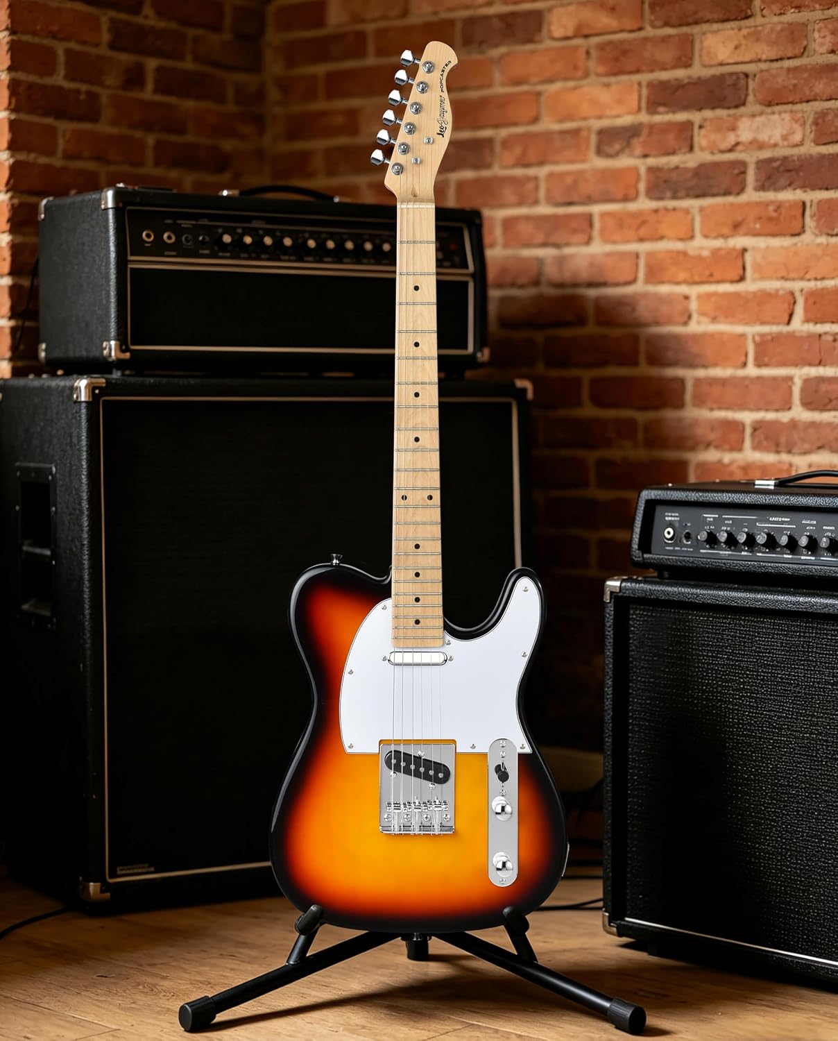 Leo Jaymz Beginner Electric Guitar Complete Kit with Portable Amp, Padded Gig Bag & Full Accessories, Maple Neck (TL-White)