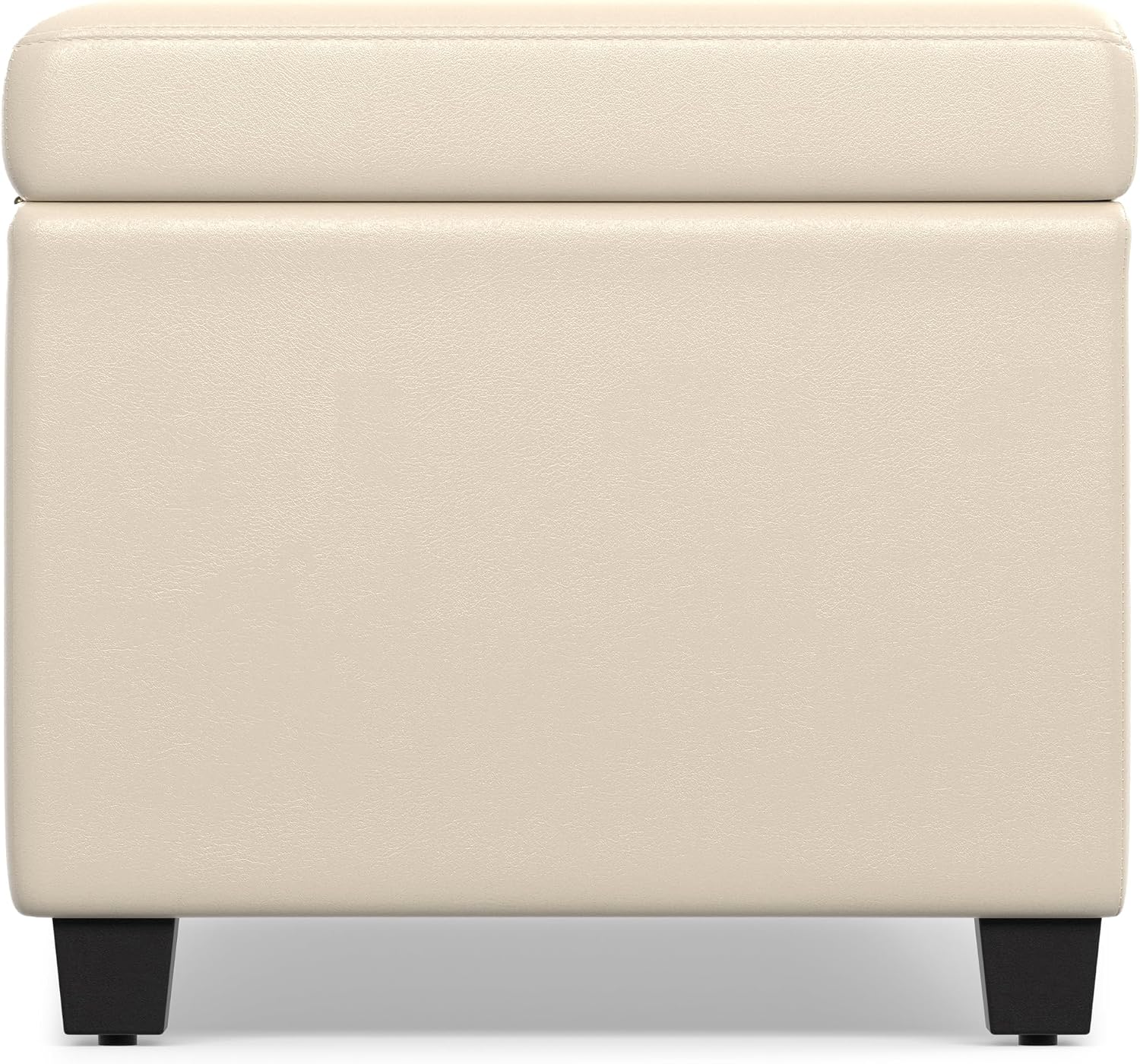 SIMPLIHOME Avalon 54" Wide Vegan Leather Storage Ottoman in Tanners Brown