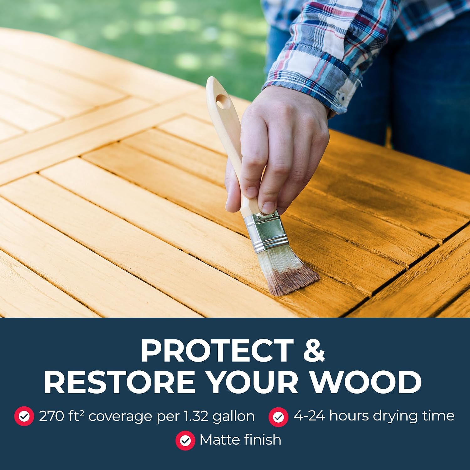 OWATROL Aquadecks, Wood Stain and Sealer, Matt Finish, 85 Oz, Teak | Protects Wood from UV & Moisture, Wood Stain & Sealer for Decks, Fences & Furniture, Water-Based, Won't Peel or Flake, Matt