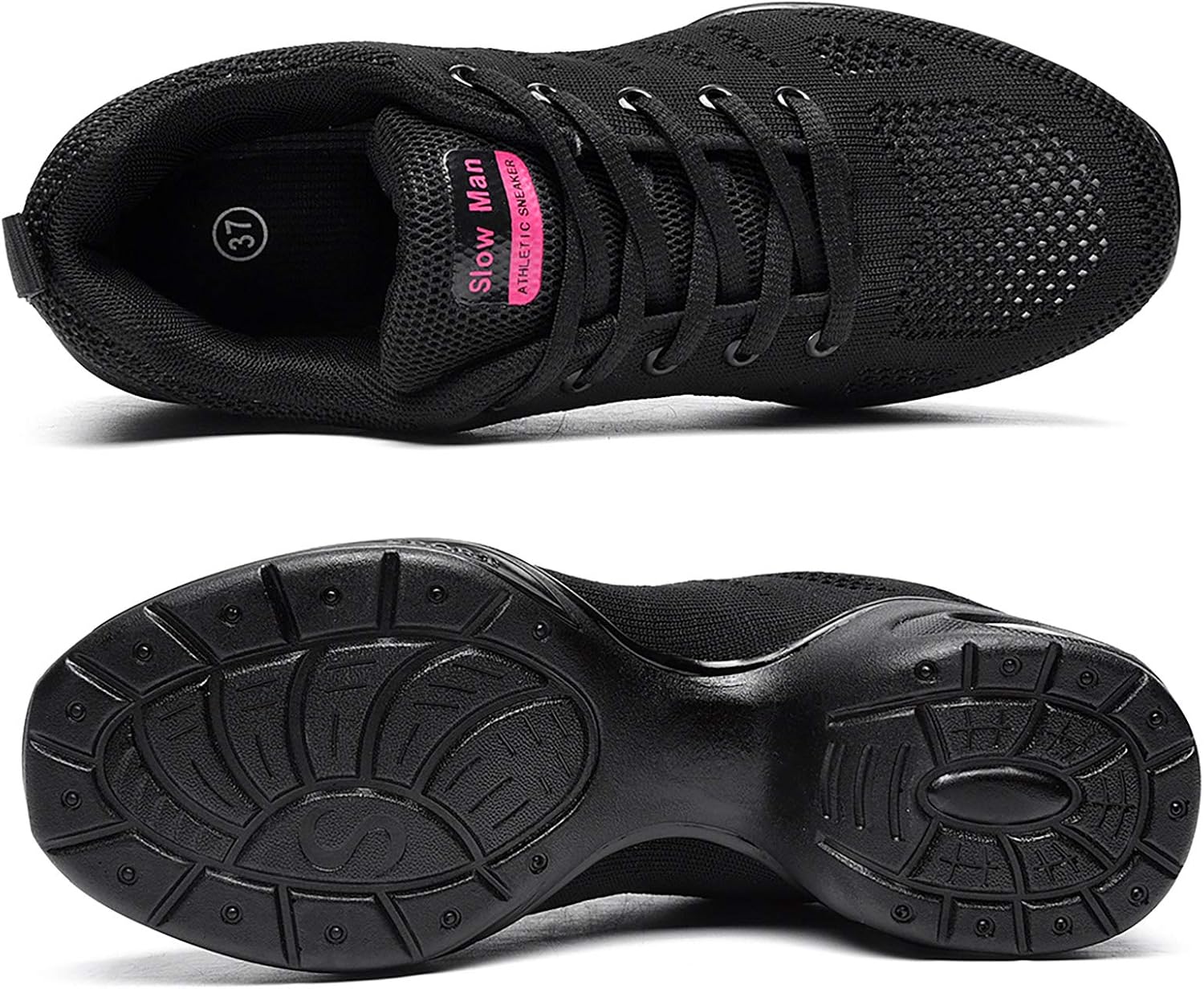 Slow Man Women's Jazz Shoes Lace-up Sneakers - Breathable Air Cushion Lady Split Sole Athletic Walking Dance Shoes Platform