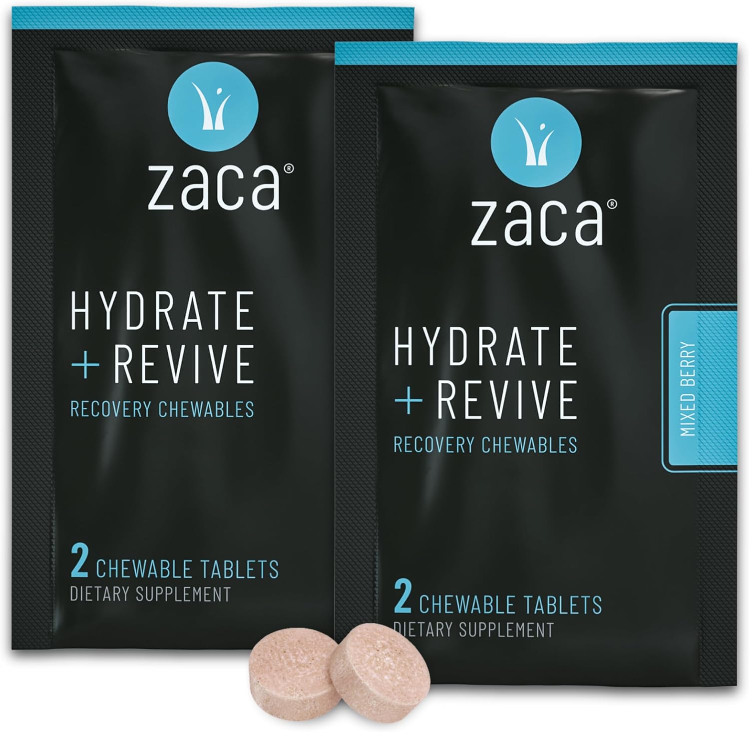 Zaca Recovery Chewable Supplement | Hydrate + Revive | 6 Packs = 12 Tablets | Party, Travel, Exercise & Altitude | Sugar Free, Gluten Free, Artificial Ingredients Free