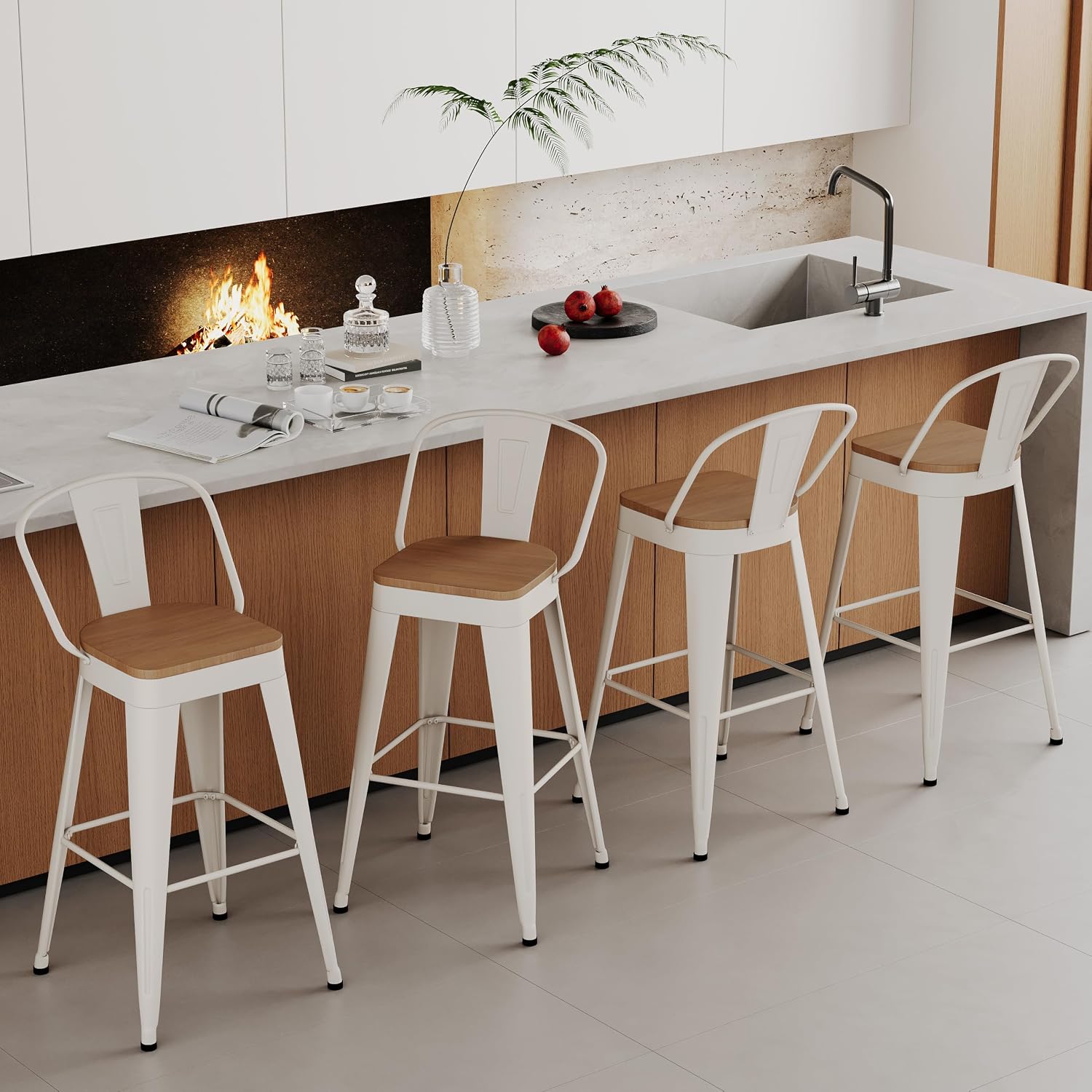 Aklaus Metal Bar Stools Set of 4