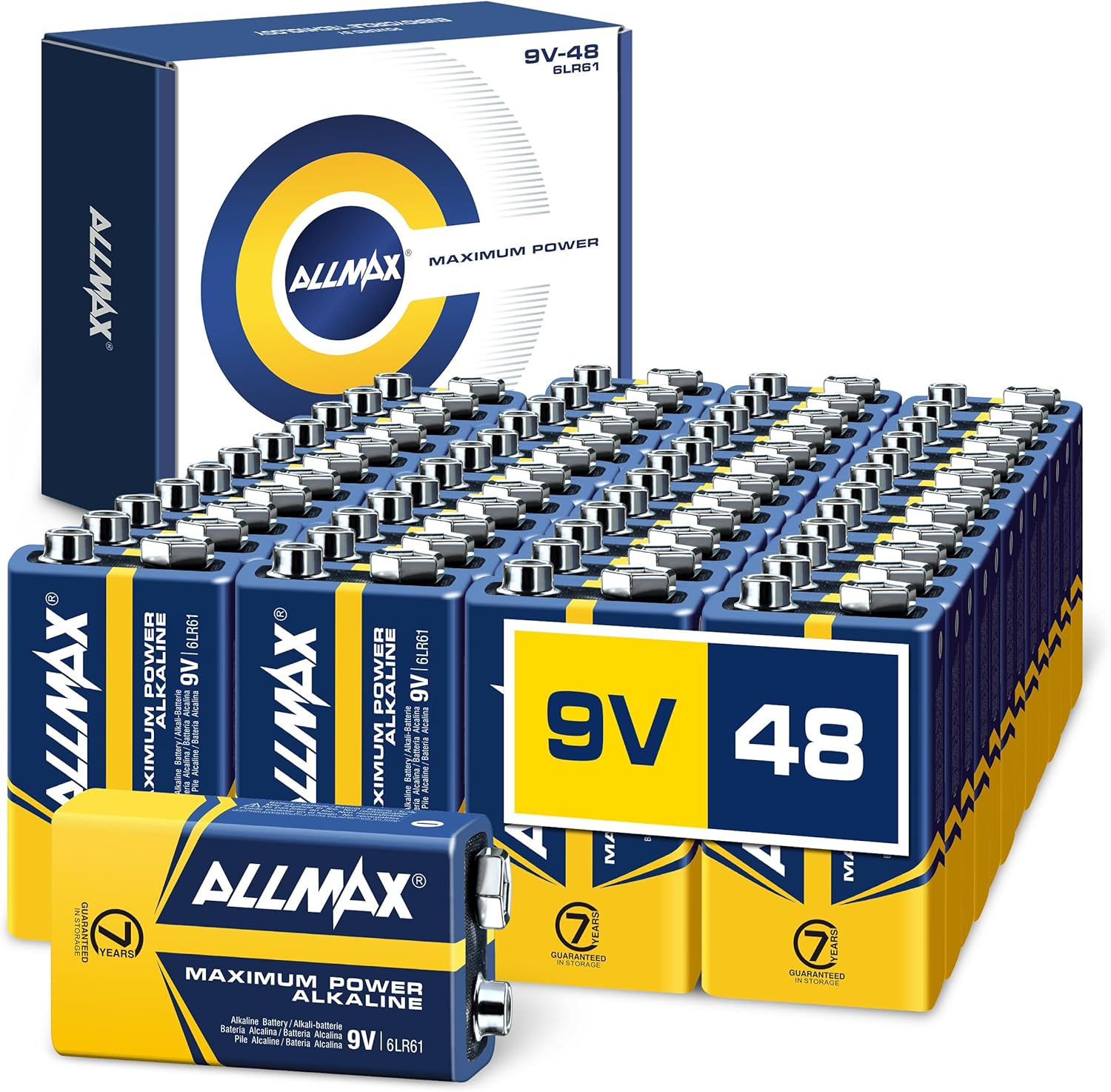 Allmax 9V Maximum Power Alkaline Batteries (48 Count) – 9 Volt