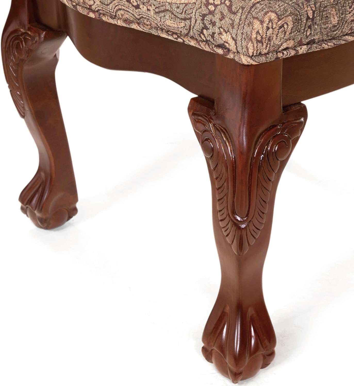 Furniture of America Madeline Traditional Solid Wood Kitchen and Dining Room Chairs Set of 2 with Pattern Fabric Upholstered, Antique Padded Side Seat