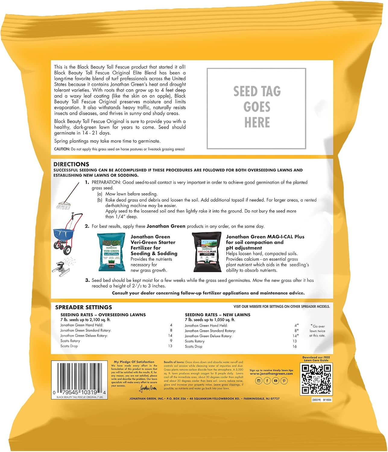 Jonathan Green (10317) Black Beauty Original Grass Seed Blend - Cool Season Lawn Seed (15 lb)