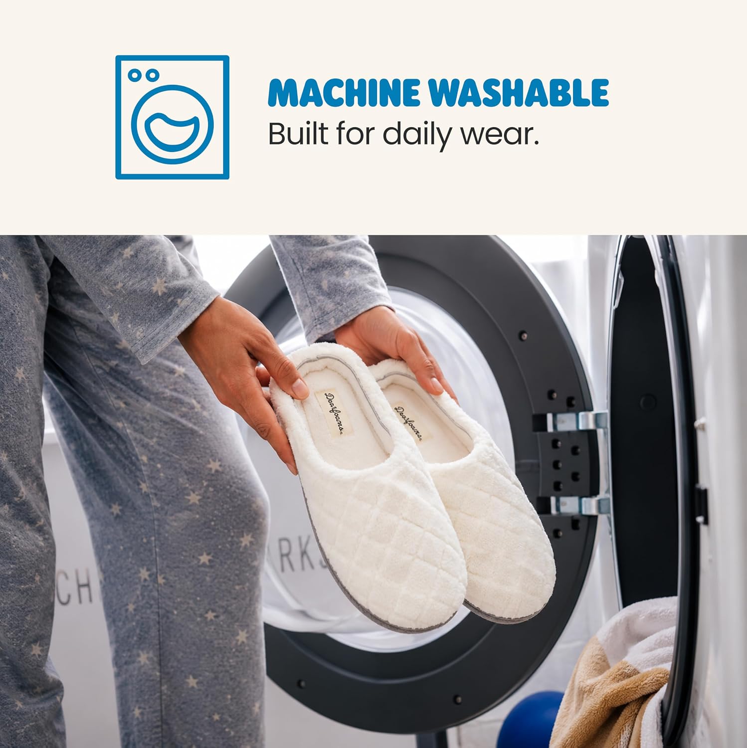 Leslie Terry Clog House Shoes with Memory Foam, Indoor Slippers with Wide Widths